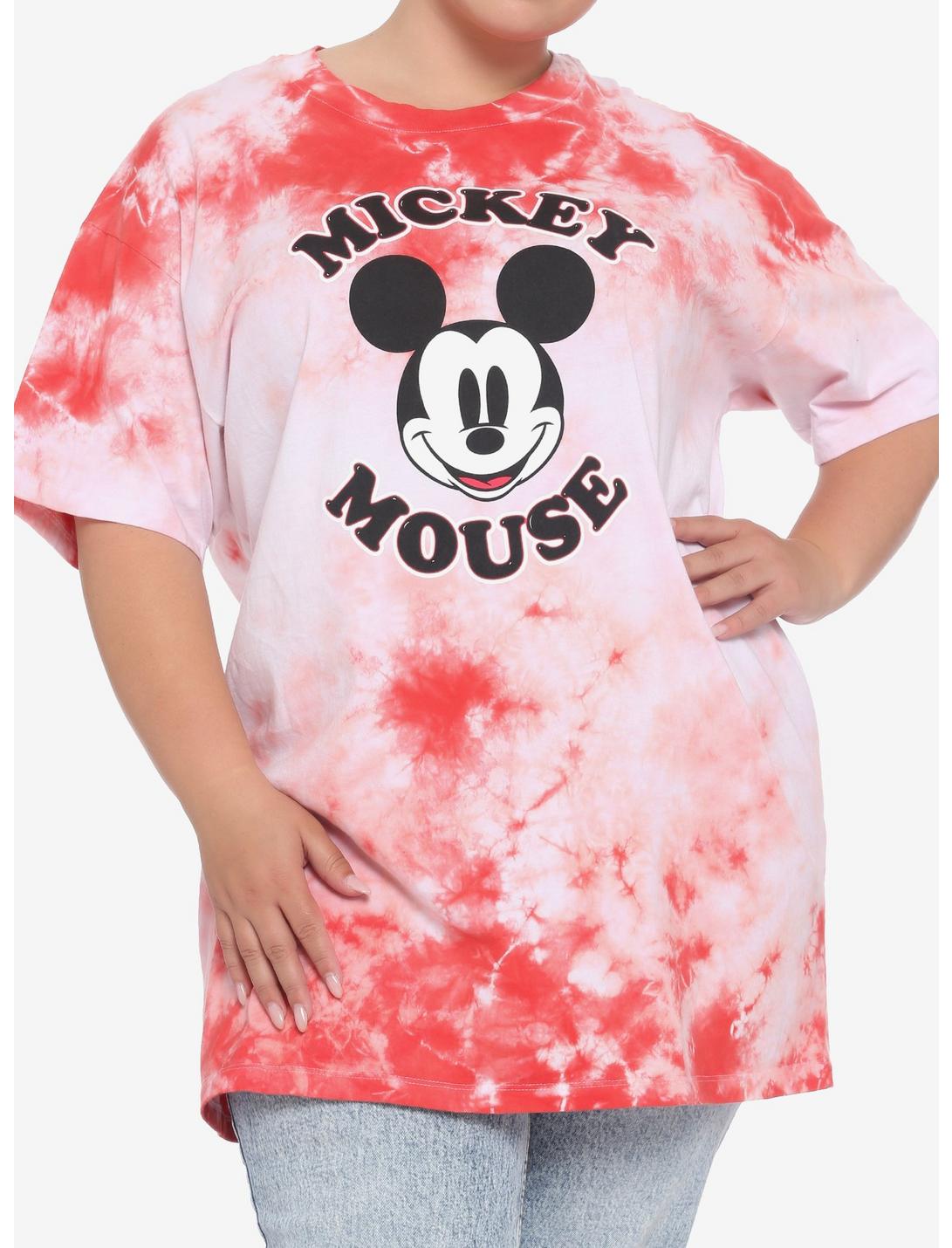Disney Mickey Mouse Red Tie-Dye Oversized T-Shirt Plus Size, MULTI, hi-res