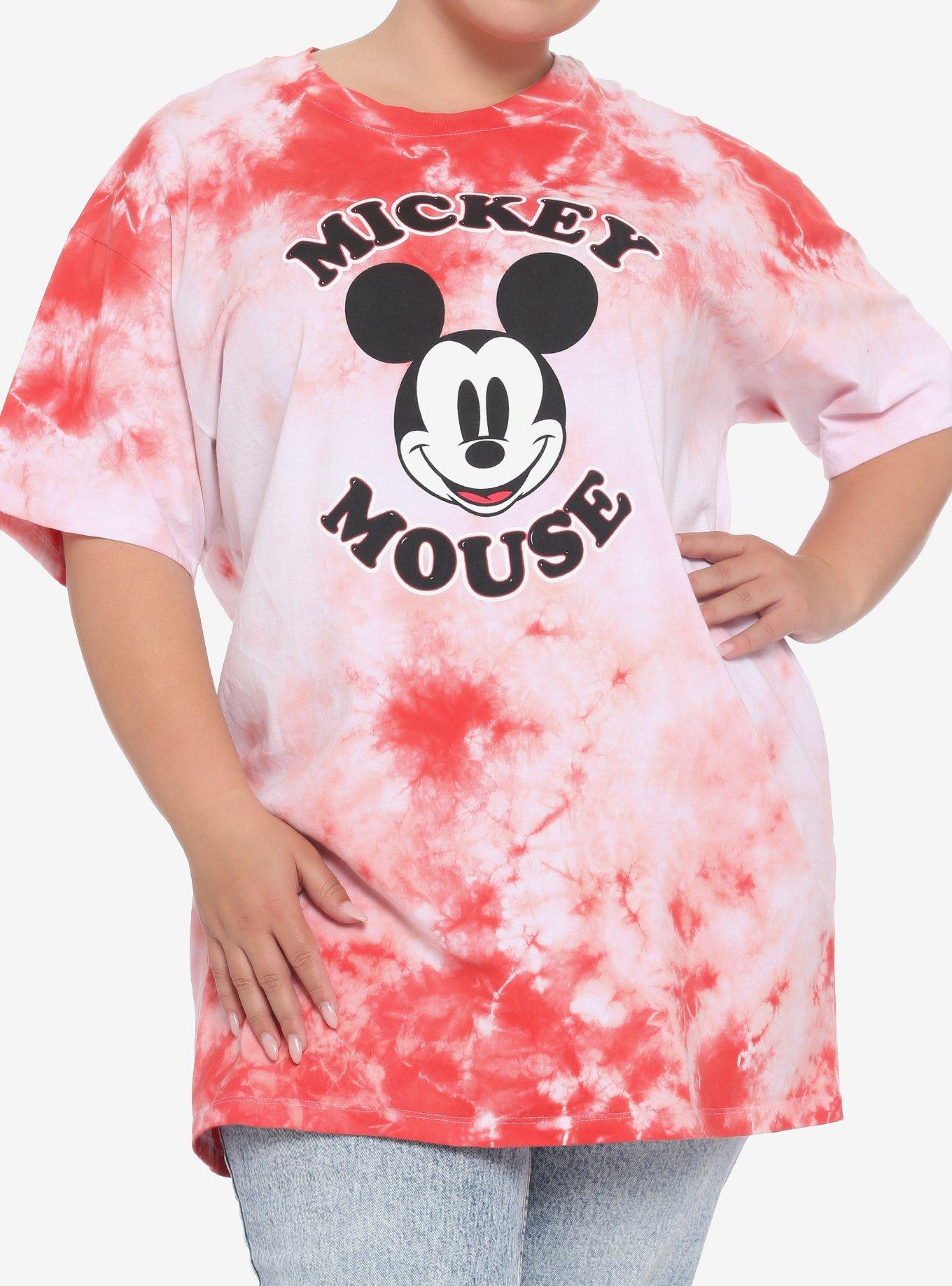 Disney Mickey Mouse Red Tie-Dye Oversized T-Shirt Plus Size, MULTI, hi-res