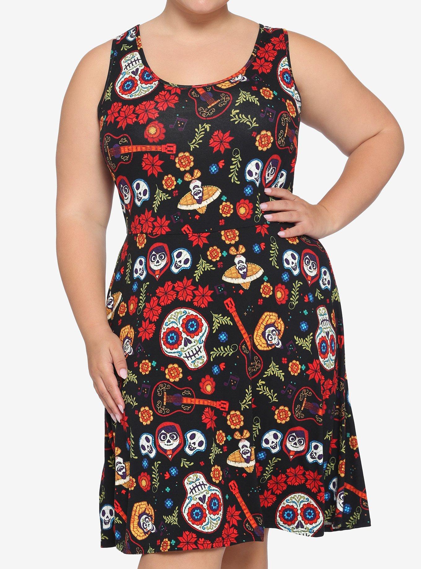 Disney Pixar Coco Floral Lace Back Dress Plus Size, MULTI, hi-res