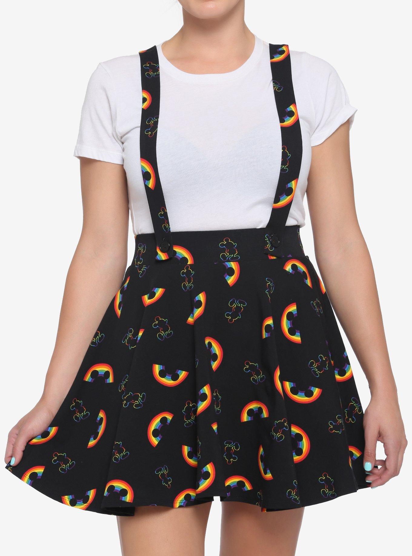 Disney Rainbow Mickey Mouse Suspender Skirt, MULTI, hi-res