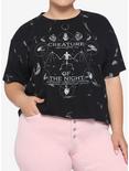 Creature Of The Night Tie-Dye Girls Boxy Crop T-Shirt Plus Size, BLACK, hi-res