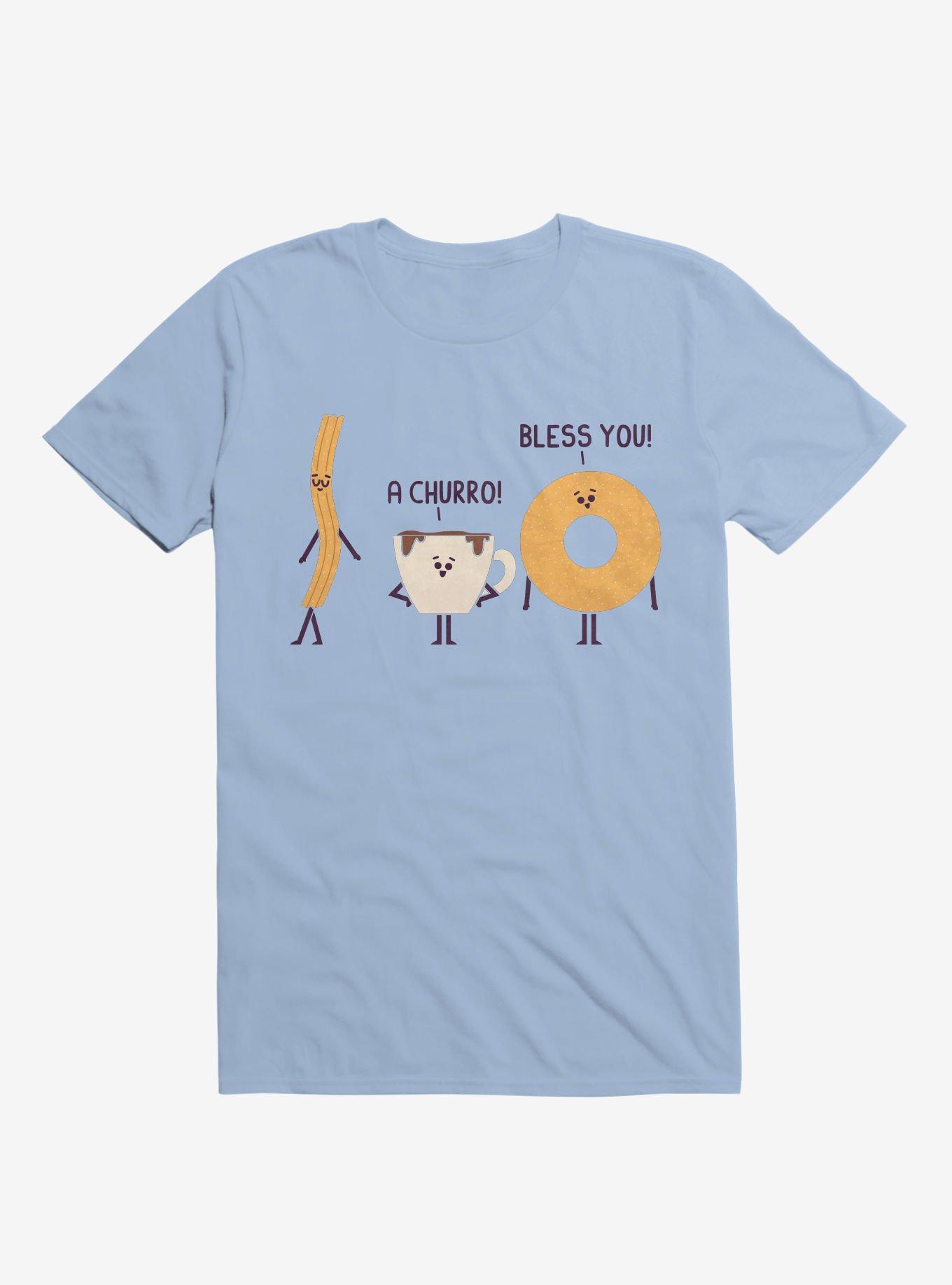 A Churro! Bless You! Coffee And Donut Light Blue T-Shirt, , hi-res