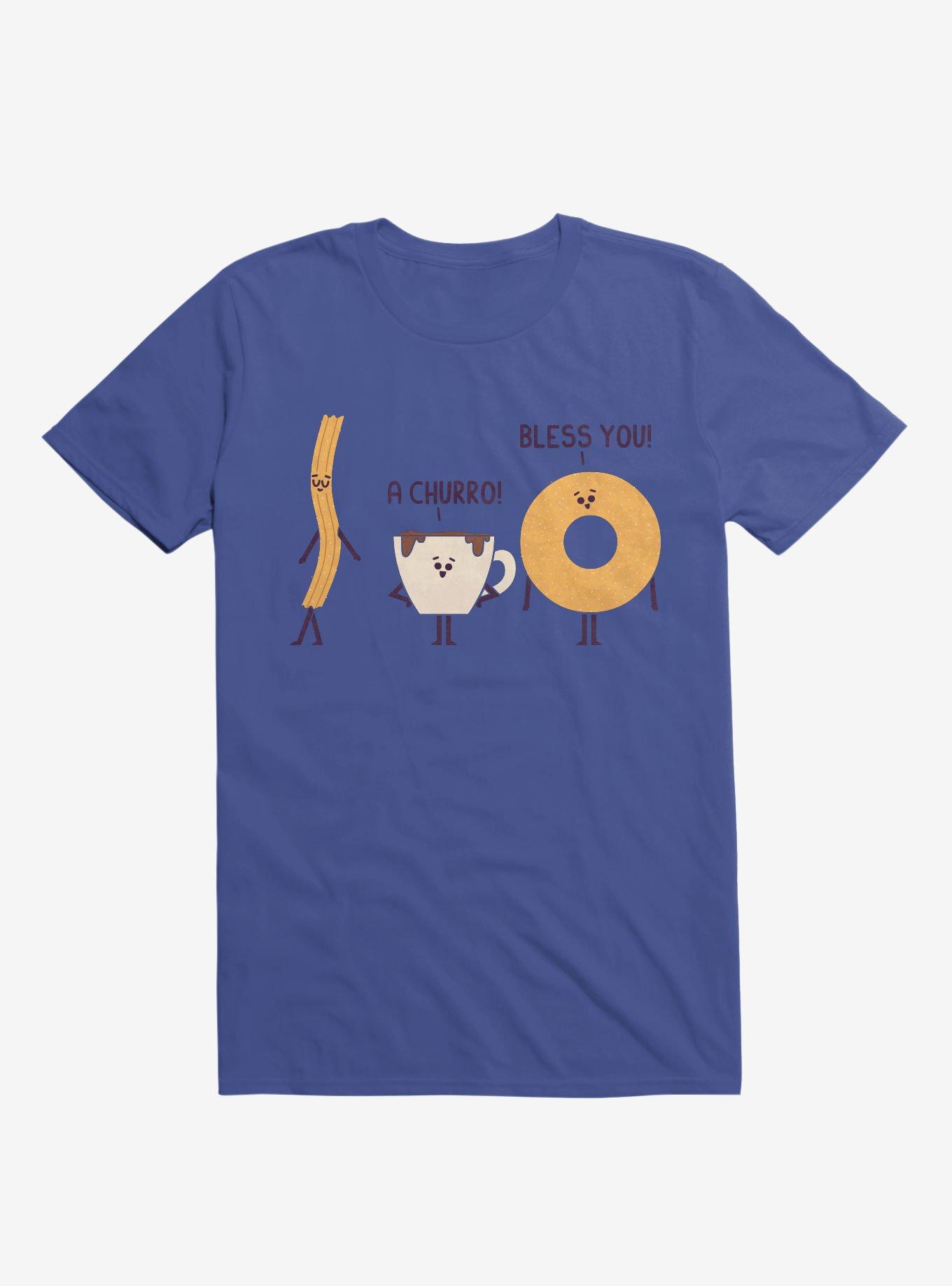 A Churro! Bless You! Coffee And Donut Royal Blue T-Shirt, , hi-res