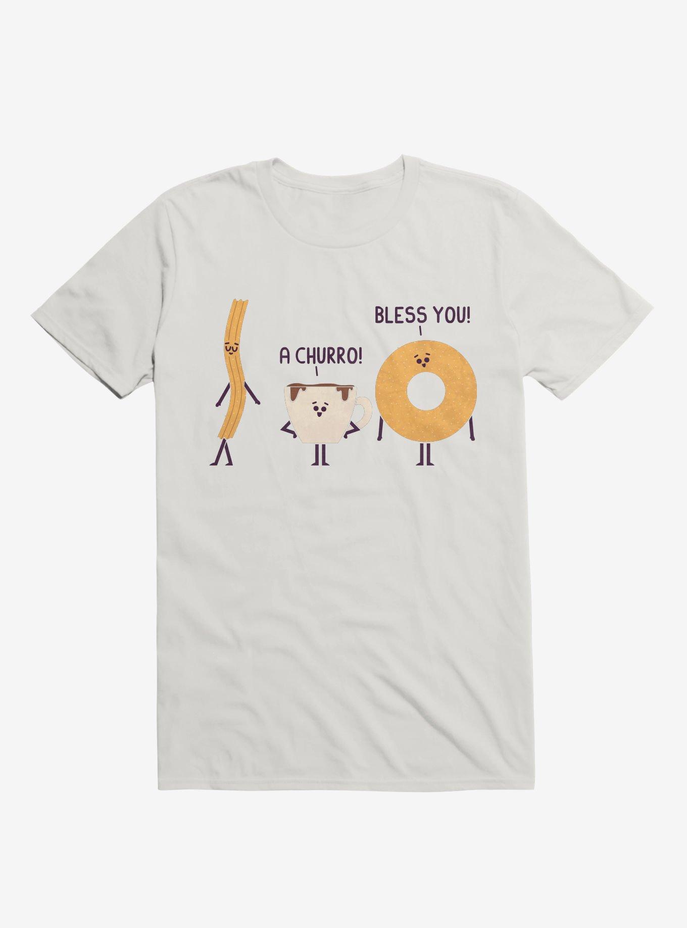 A Churro! Bless You! Coffee And Donut White T-Shirt, WHITE, hi-res