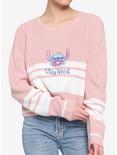Disney Stitch Stay Weird Embroidered Stripe Girls Knit Sweater, MULTI, hi-res