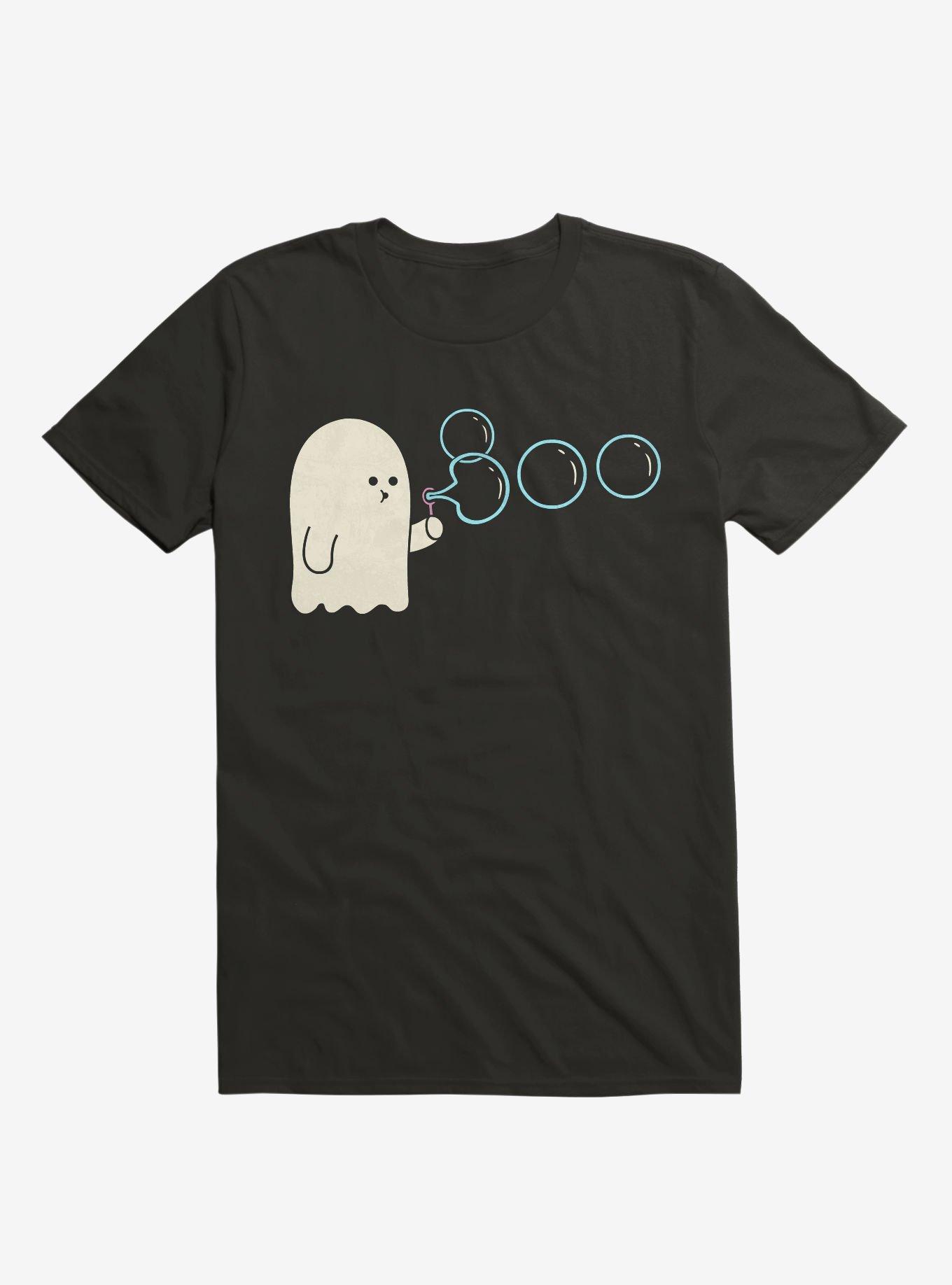 Boobbles Ghost Blowing Bubbles Black T-Shirt, BLACK, hi-res