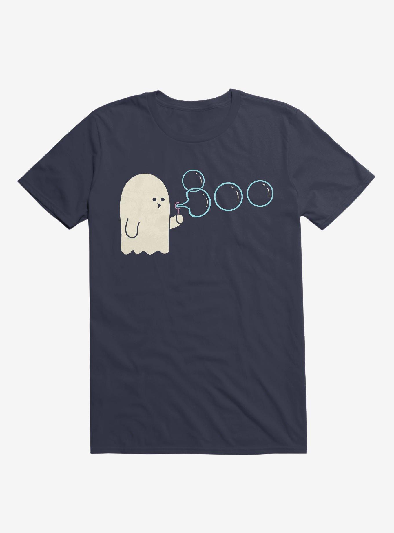 Boobbles Ghost Blowing Bubbles Navy Blue T-Shirt