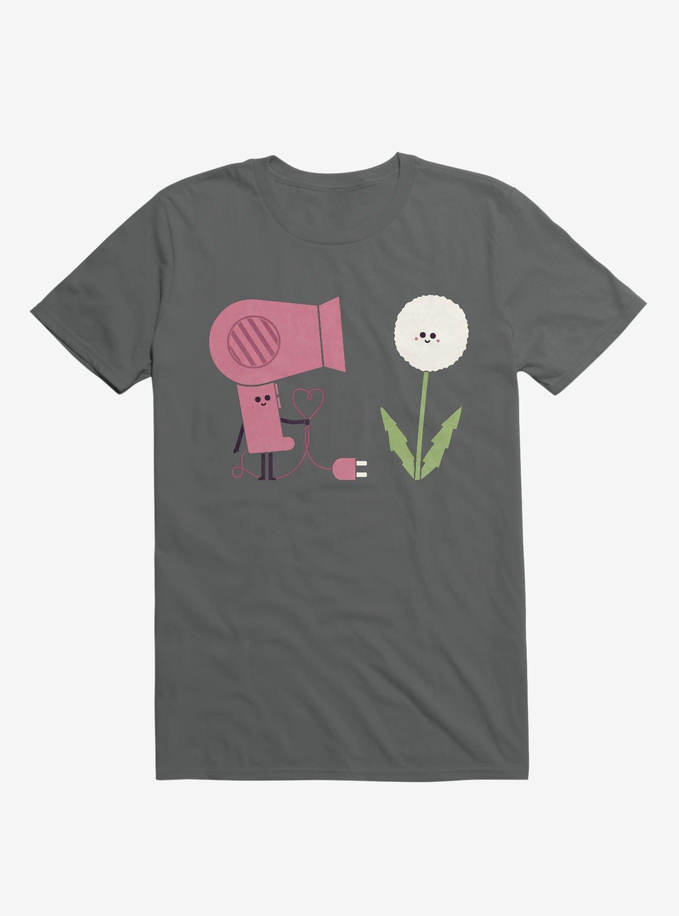 Forbidden Love Hair Dryer And Dandelion Charcoal Grey T-Shirt, , hi-res