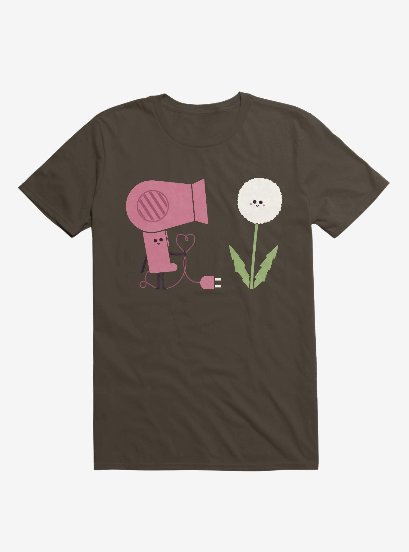 Forbidden Love Hair Dryer And Dandelion Brown T-Shirt, , hi-res