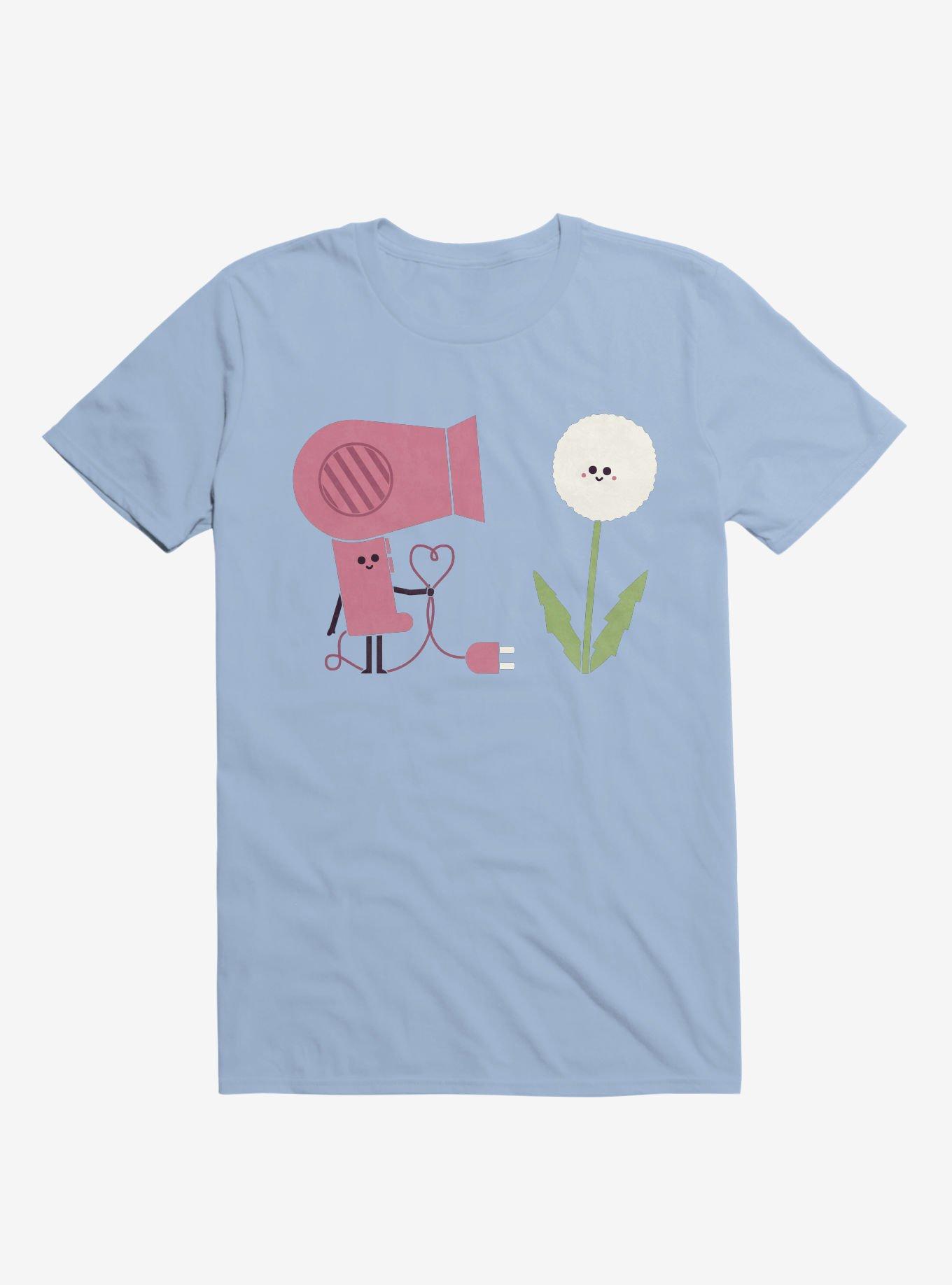 Forbidden Love Hair Dryer And Dandelion Light Blue T-Shirt, LIGHT BLUE, hi-res