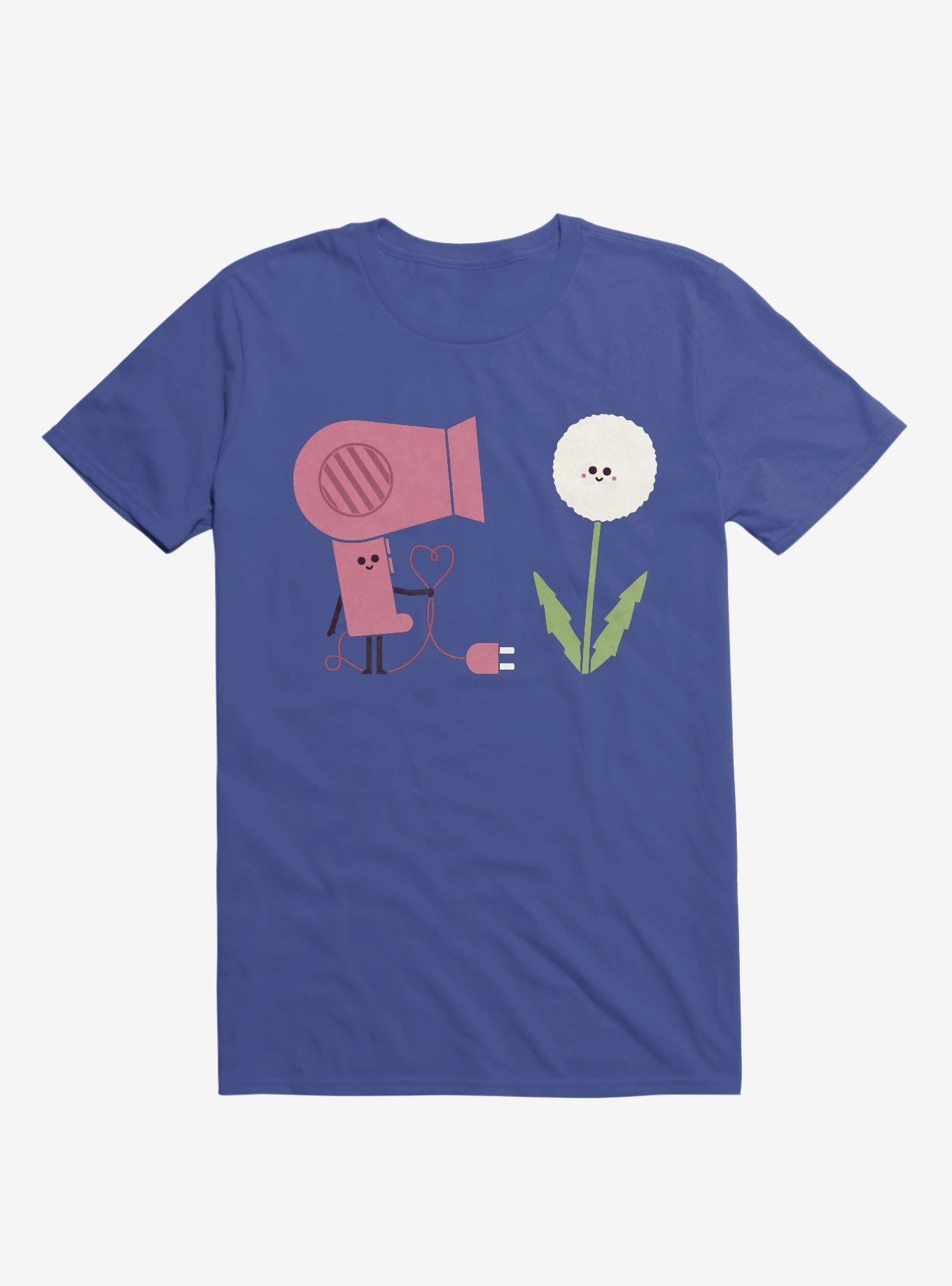 Forbidden Love Hair Dryer And Dandelion Royal Blue T-Shirt, , hi-res