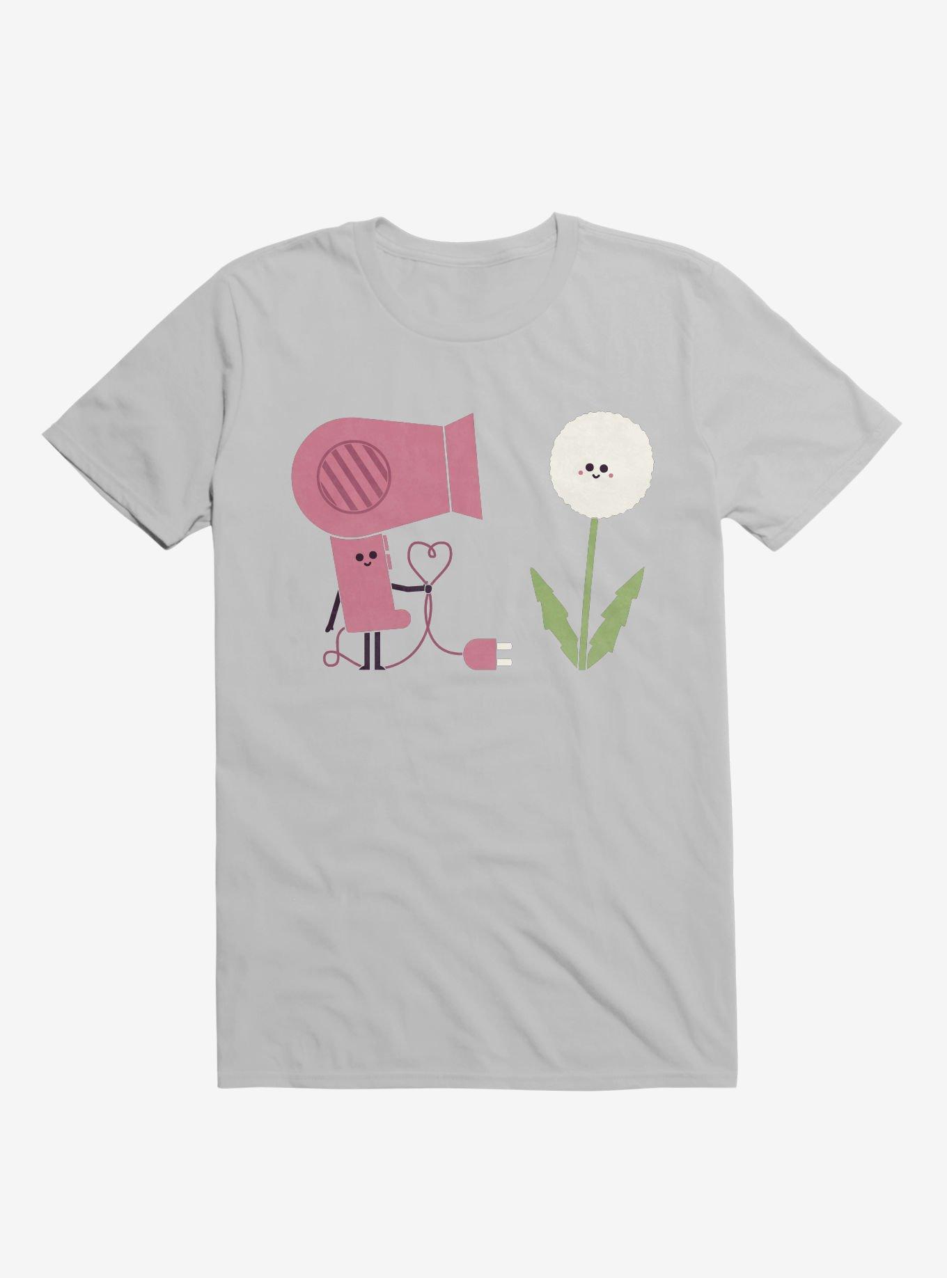 Forbidden Love Hair Dryer And Dandelion Ice Grey T-Shirt, ICE GREY, hi-res