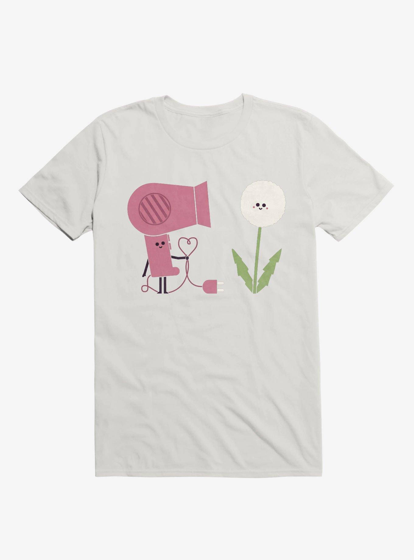 Forbidden Love Hair Dryer And Dandelion White T-Shirt, , hi-res