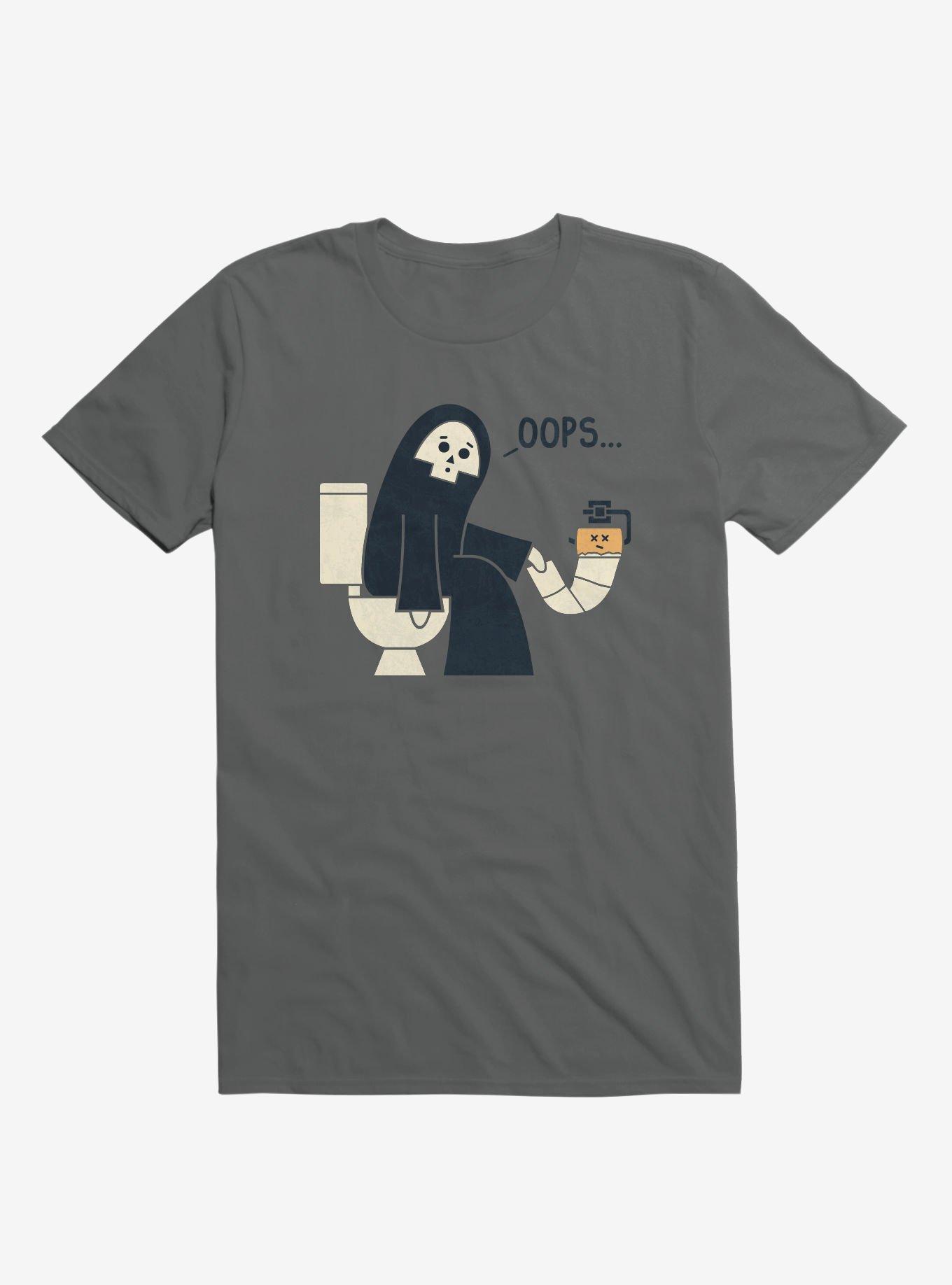 Grim Reaper Oops... Pooper Charcoal Grey T-Shirt, CHARCOAL, hi-res