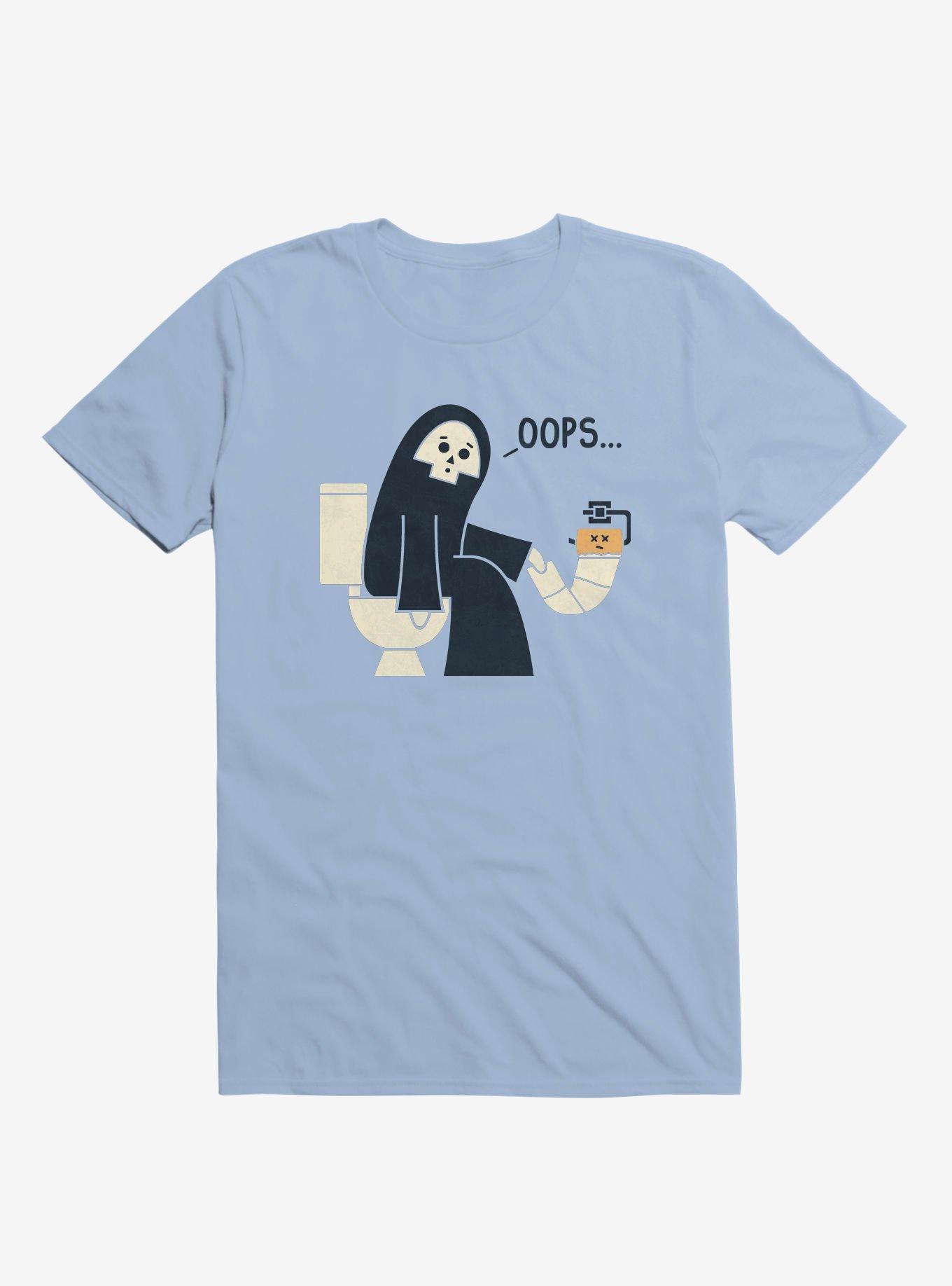Grim Reaper Oops... Pooper Light Blue T-Shirt
