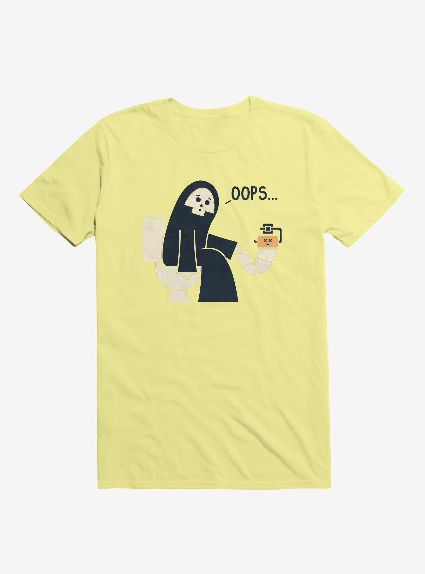 Grim Reaper Oops... Pooper Corn Silk Yellow T-Shirt, CORN SILK, hi-res