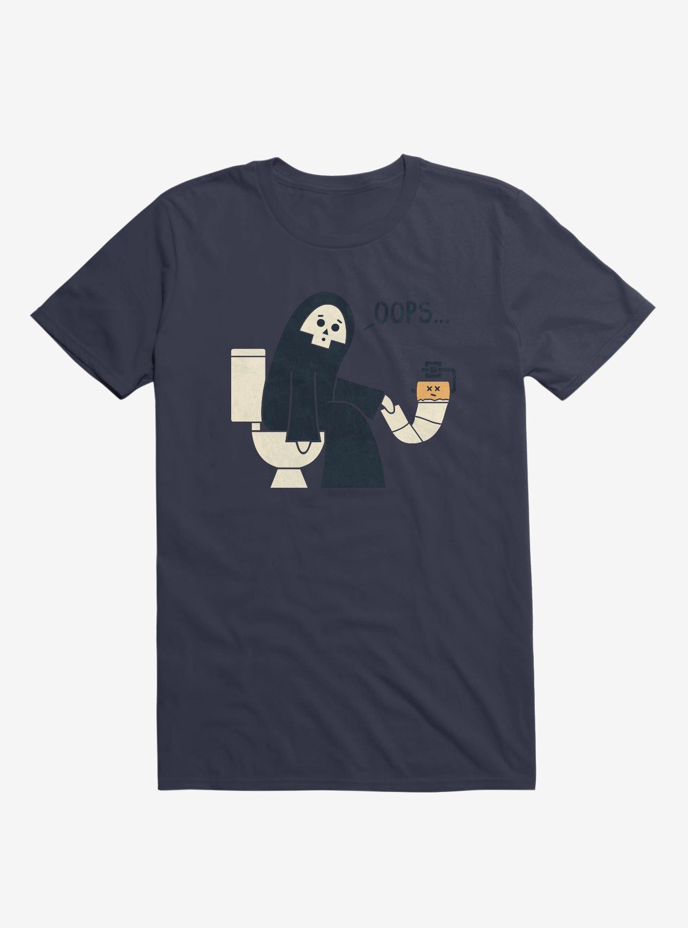 Grim Reaper Oops... Pooper Navy Blue T-Shirt, NAVY, hi-res