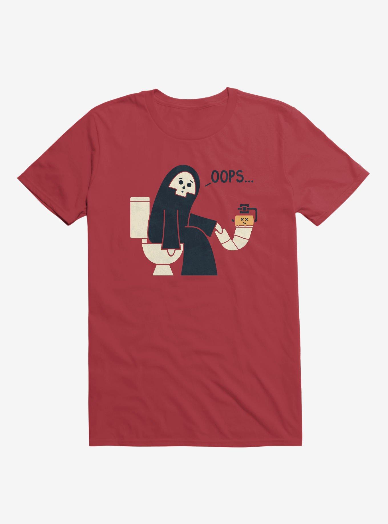 Grim Reaper Oops... Pooper Red T-Shirt, RED, hi-res