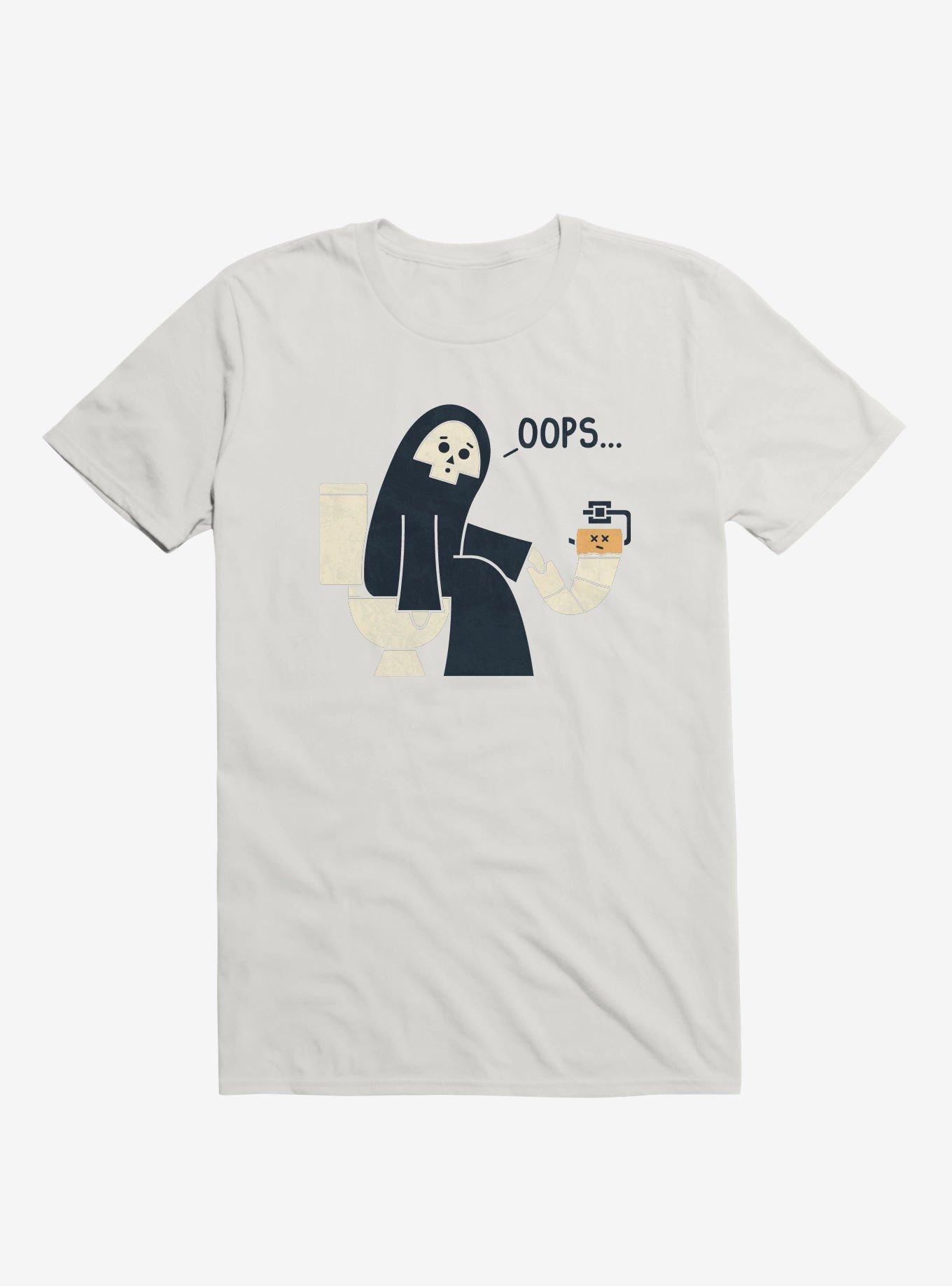 Grim Reaper Oops... Pooper White T-Shirt, WHITE, hi-res