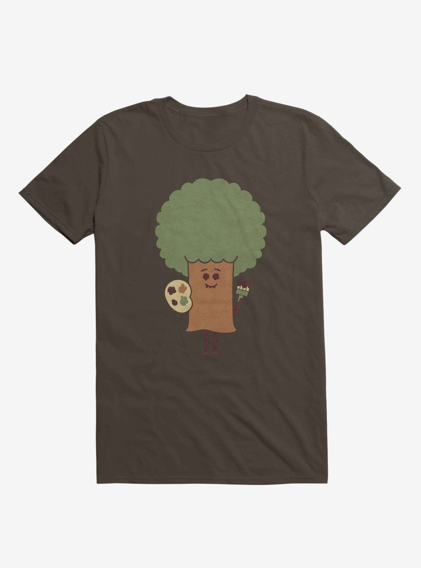 Happy Tree Painter Brown T-Shirt, , hi-res