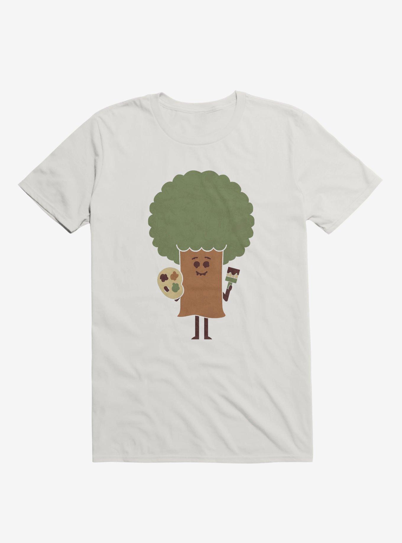Happy Tree Painter White T-Shirt, WHITE, hi-res