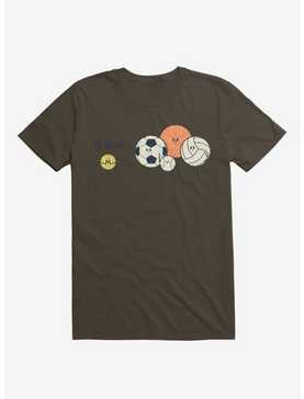 Sports Balls Playing Hide And Seek Brown T-Shirt, , hi-res