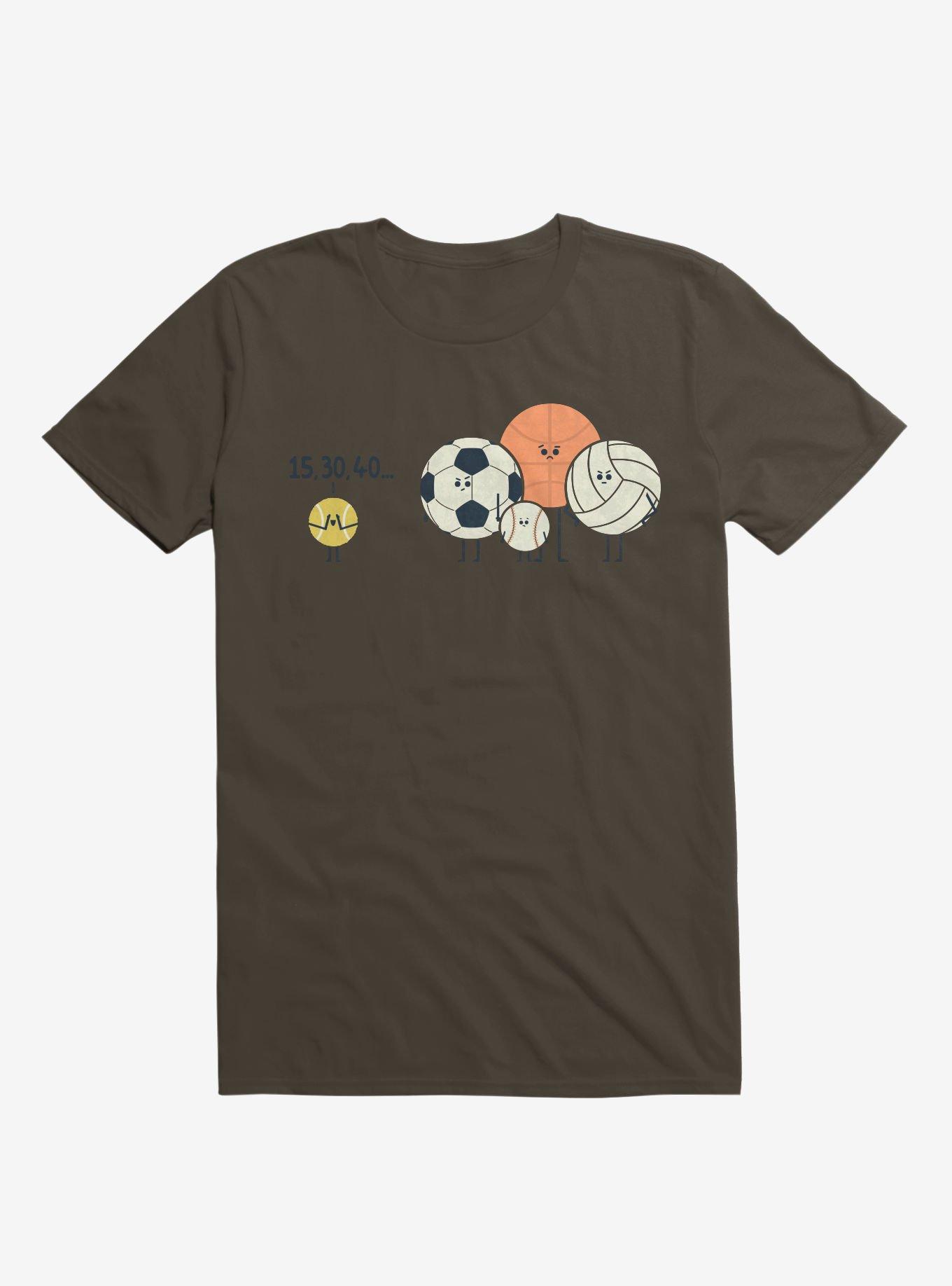 Sports Balls Playing Hide And Seek Brown T-Shirt, , hi-res