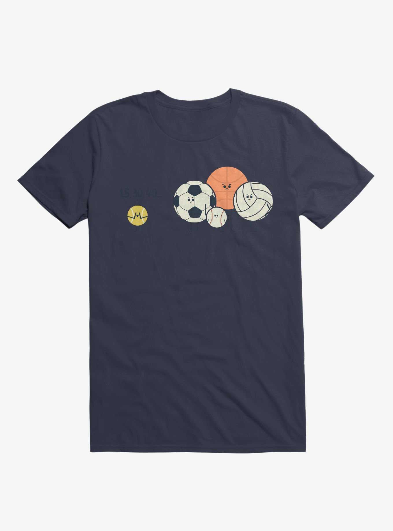 Sports Balls Playing Hide And Seek Navy Blue T-Shirt, , hi-res