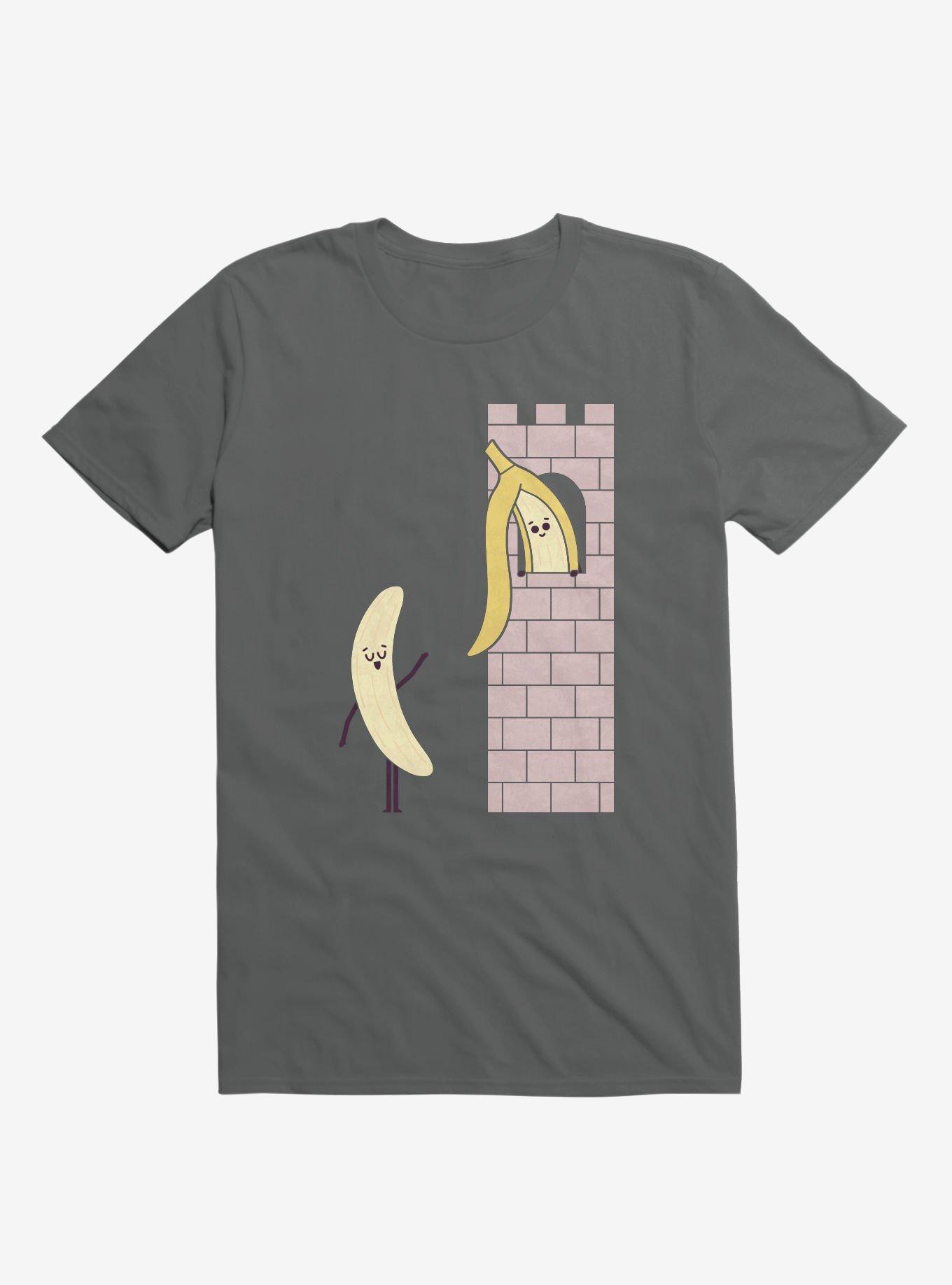 Let Down Your Peel Banana In Castle Charcoal Grey T-Shirt, CHARCOAL, hi-res