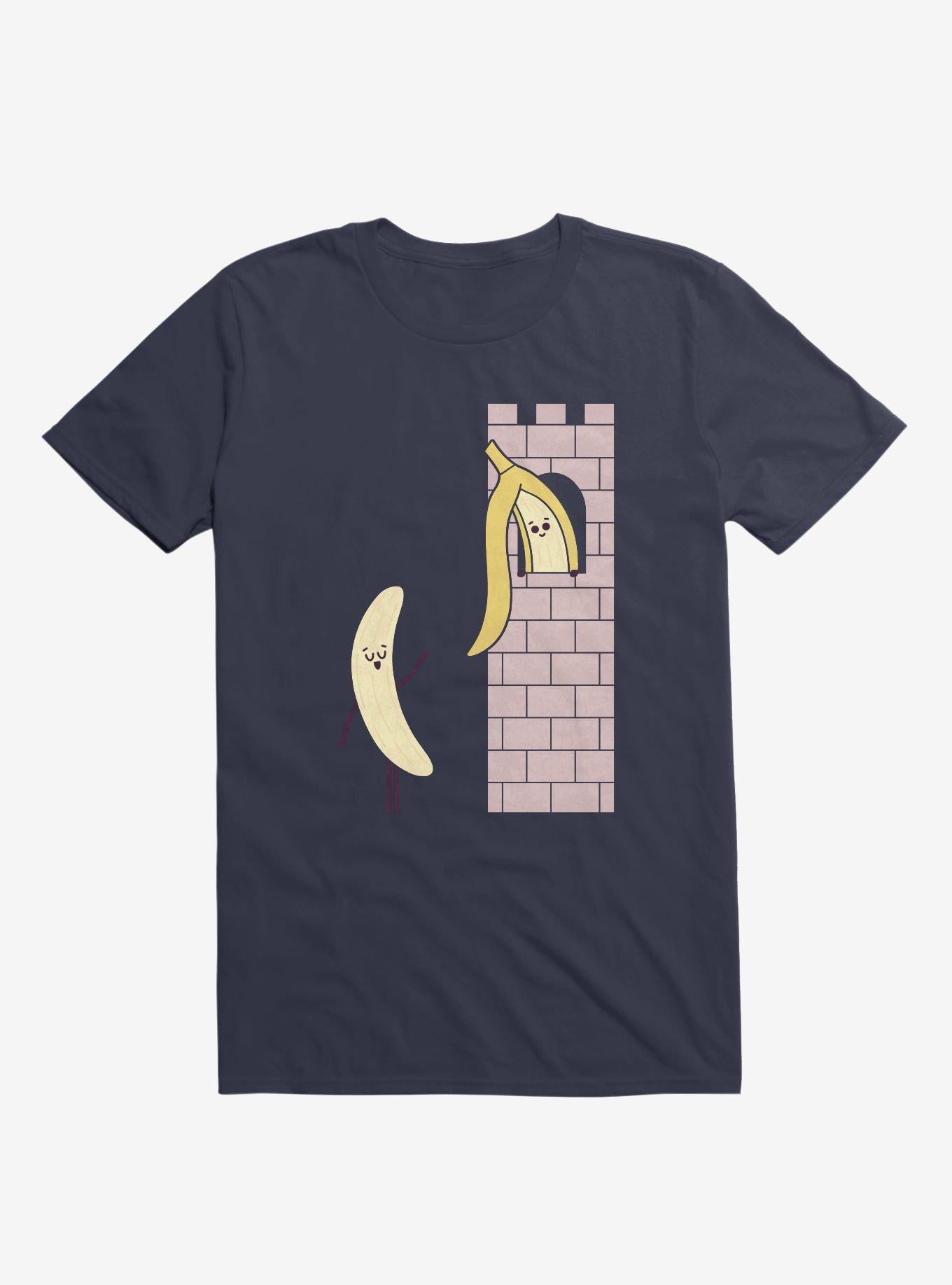Let Down Your Peel Banana In Castle Navy Blue T-Shirt, NAVY, hi-res