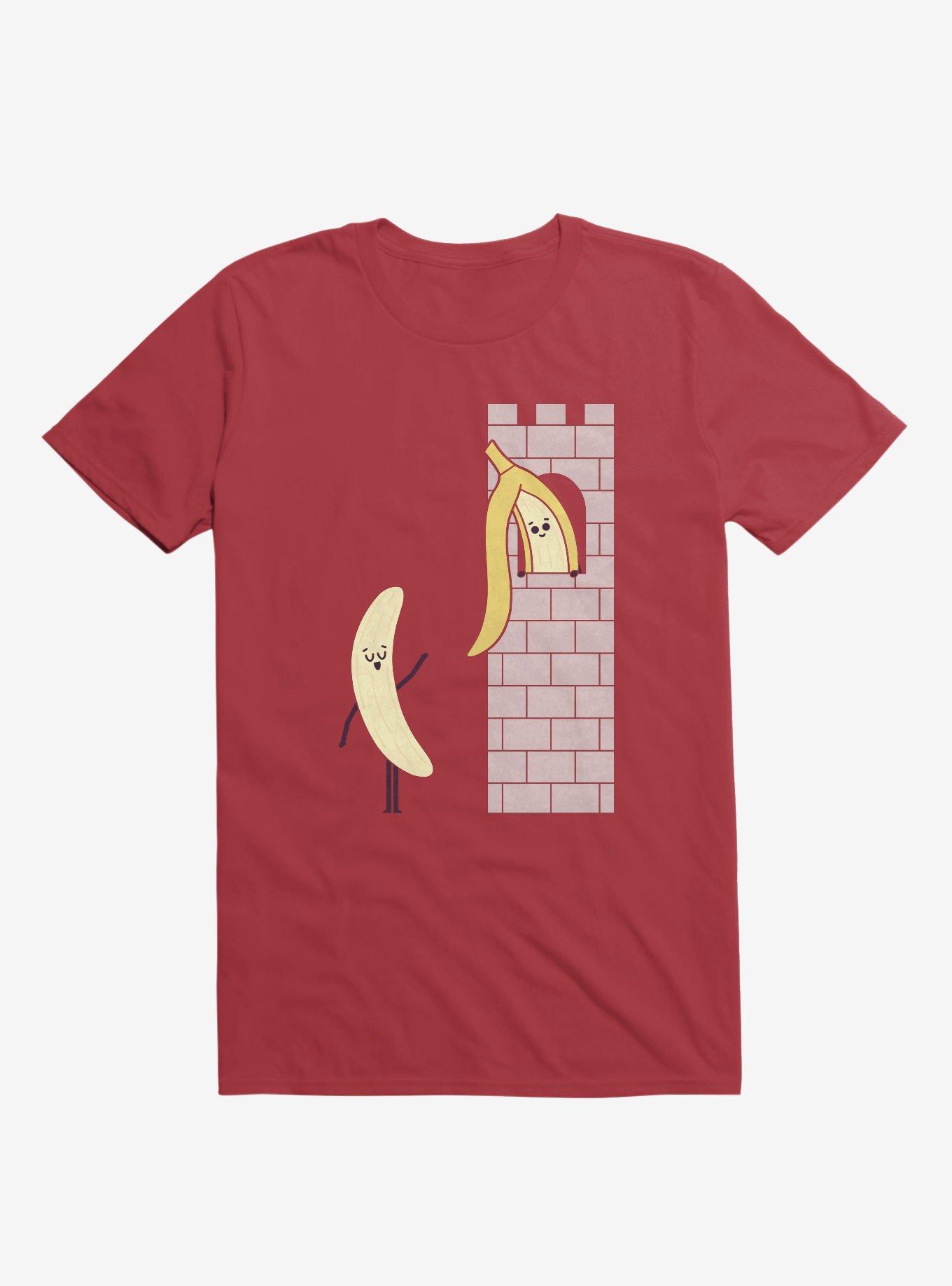 Let Down Your Peel Banana In Castle Red T-Shirt, RED, hi-res