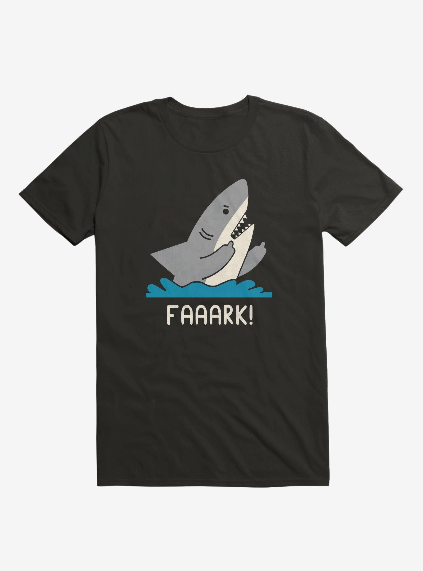 Moody Shark Faaark! Black T-Shirt, BLACK, hi-res