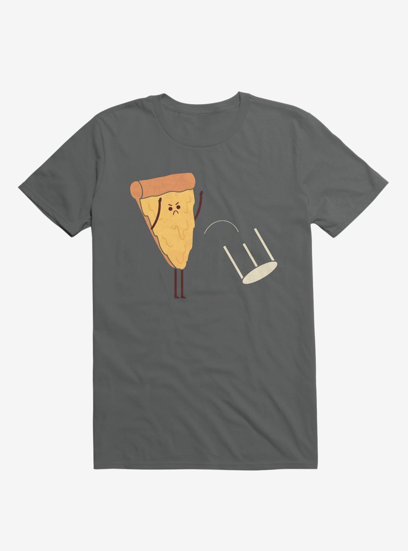 Angry Pizza Flips Table Charcoal Grey T-Shirt