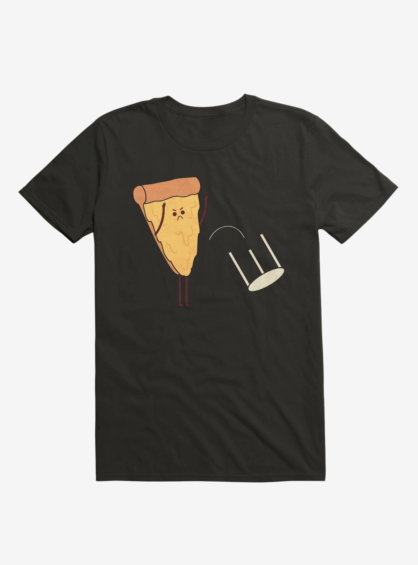 Angry Pizza Flips Table Black T-Shirt, BLACK, hi-res