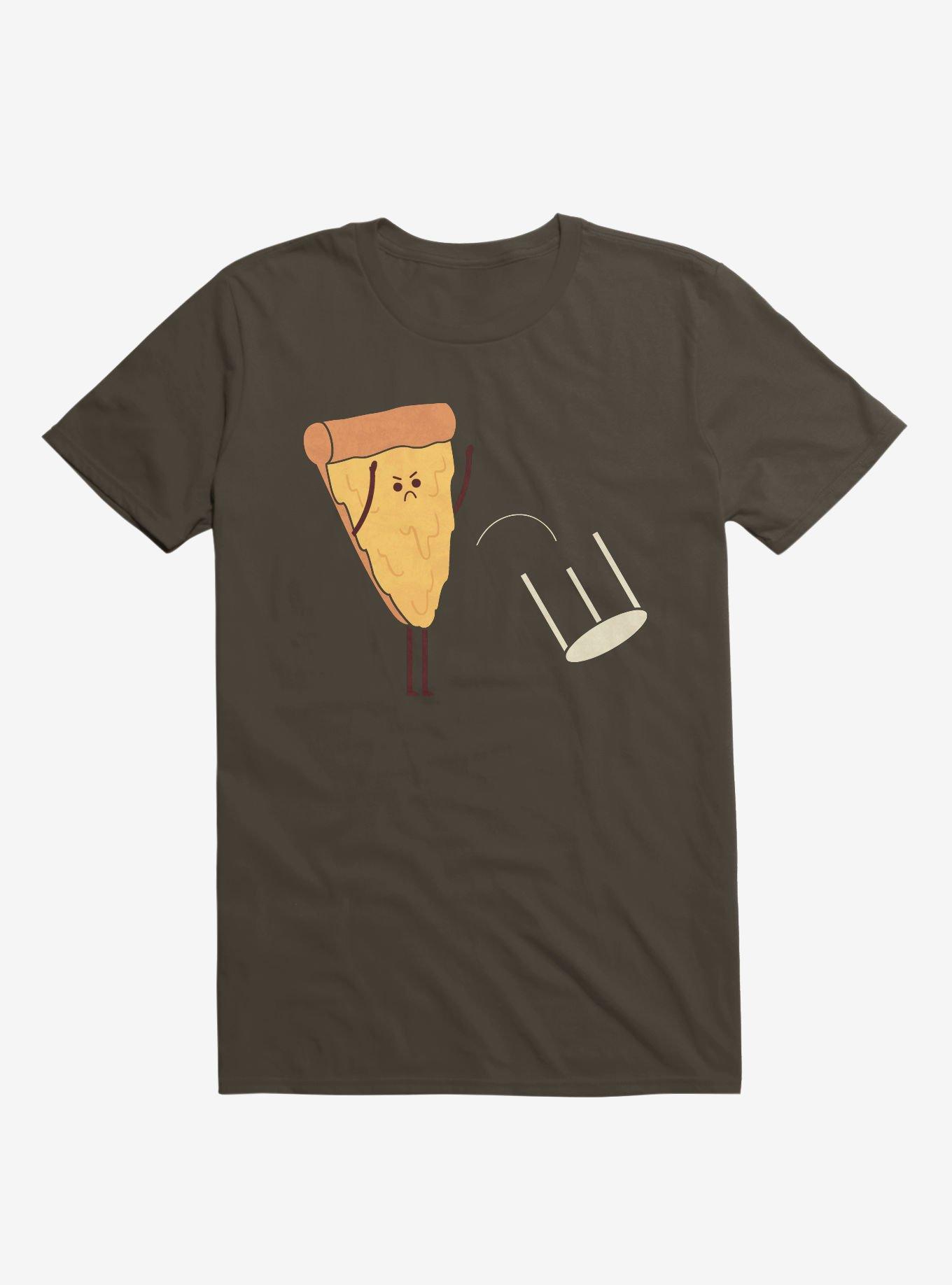 Angry Pizza Flips Table Brown T-Shirt, BROWN, hi-res