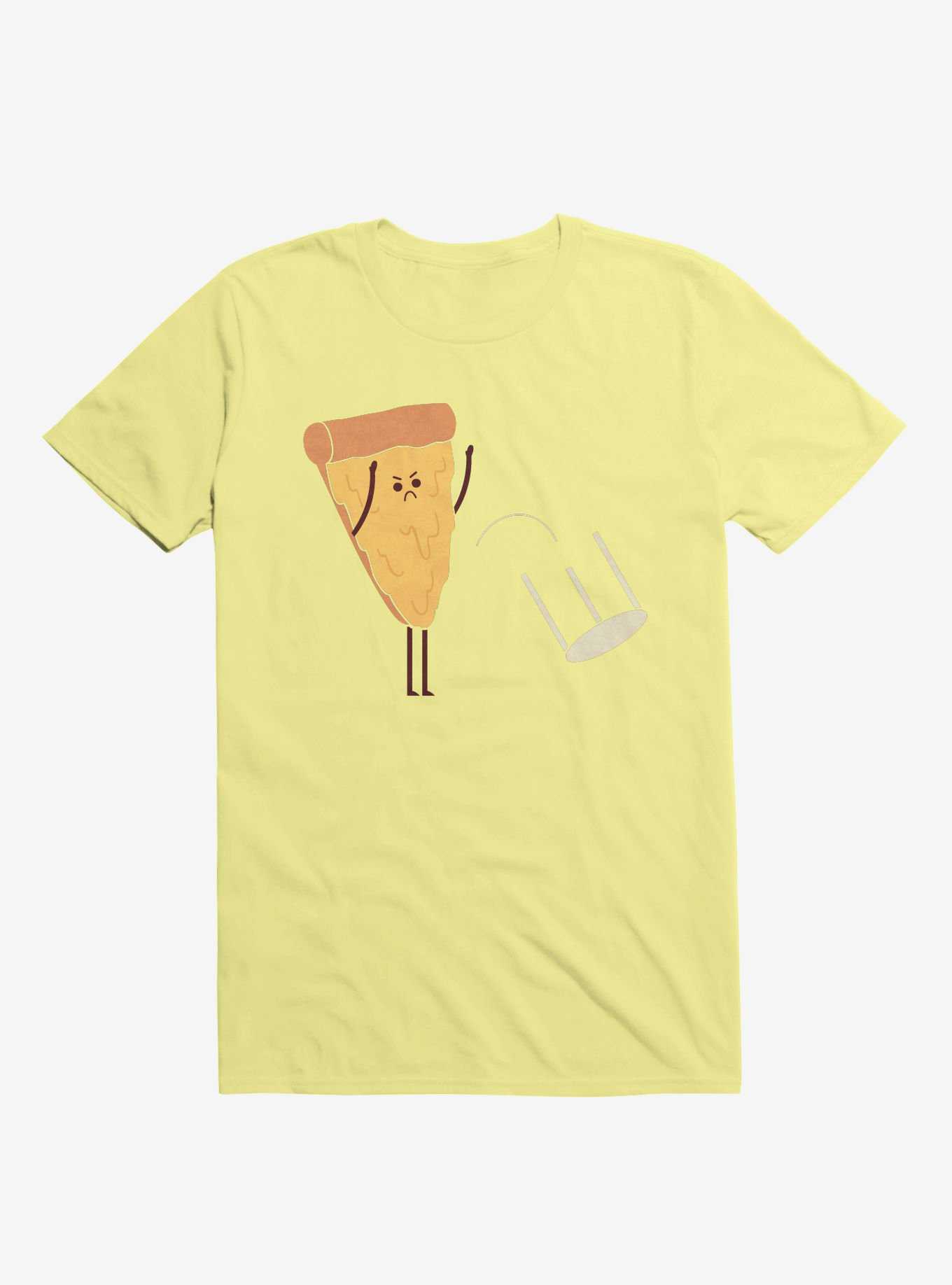 Angry Pizza Flips Table Corn Silk Yellow T-Shirt, , hi-res