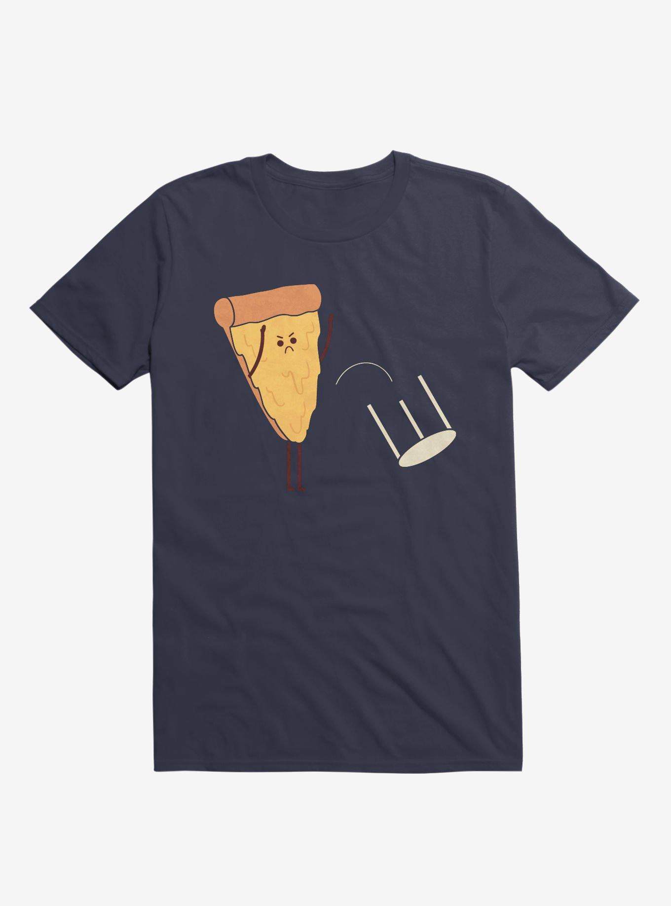 Angry Pizza Flips Table Navy Blue T-Shirt, NAVY, hi-res