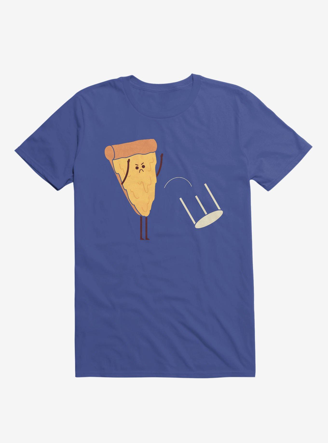 THRDLESS Angry Pizza Flips Table Royal Blue T-Shirt