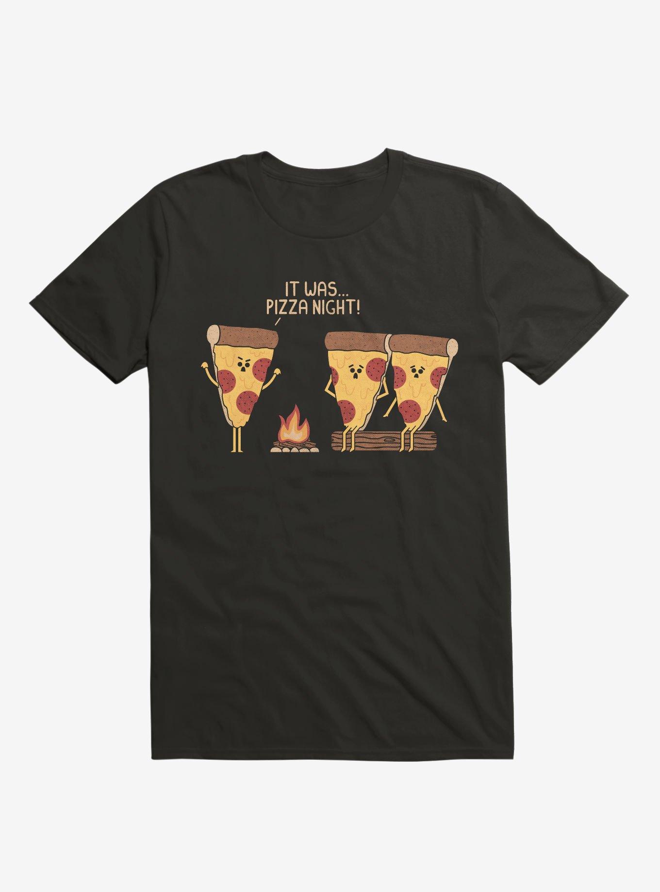 It Was... Pizza Night! Scary Story Black T-Shirt, , hi-res