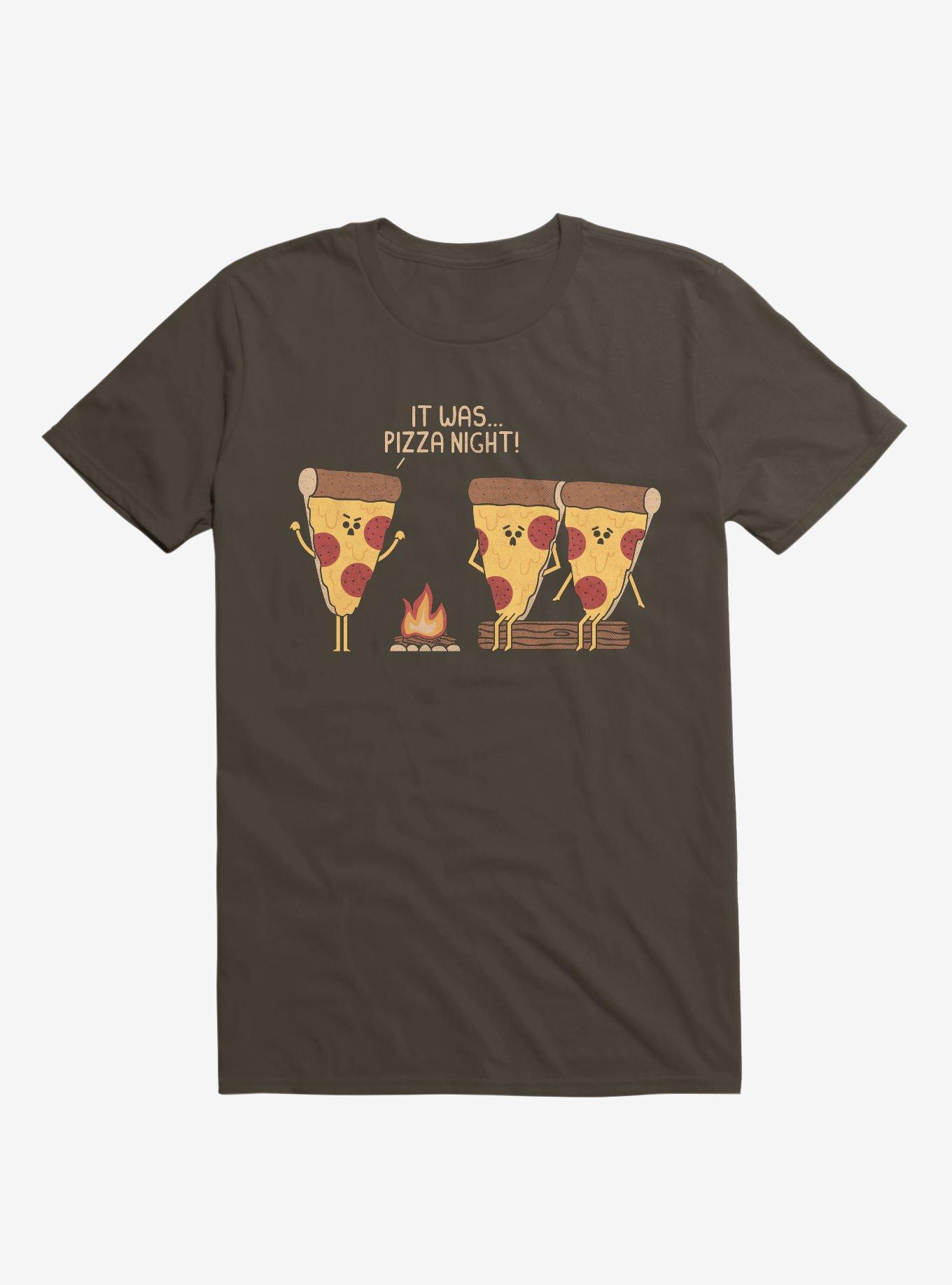 It Was... Pizza Night! Scary Story Brown T-Shirt, BROWN, hi-res