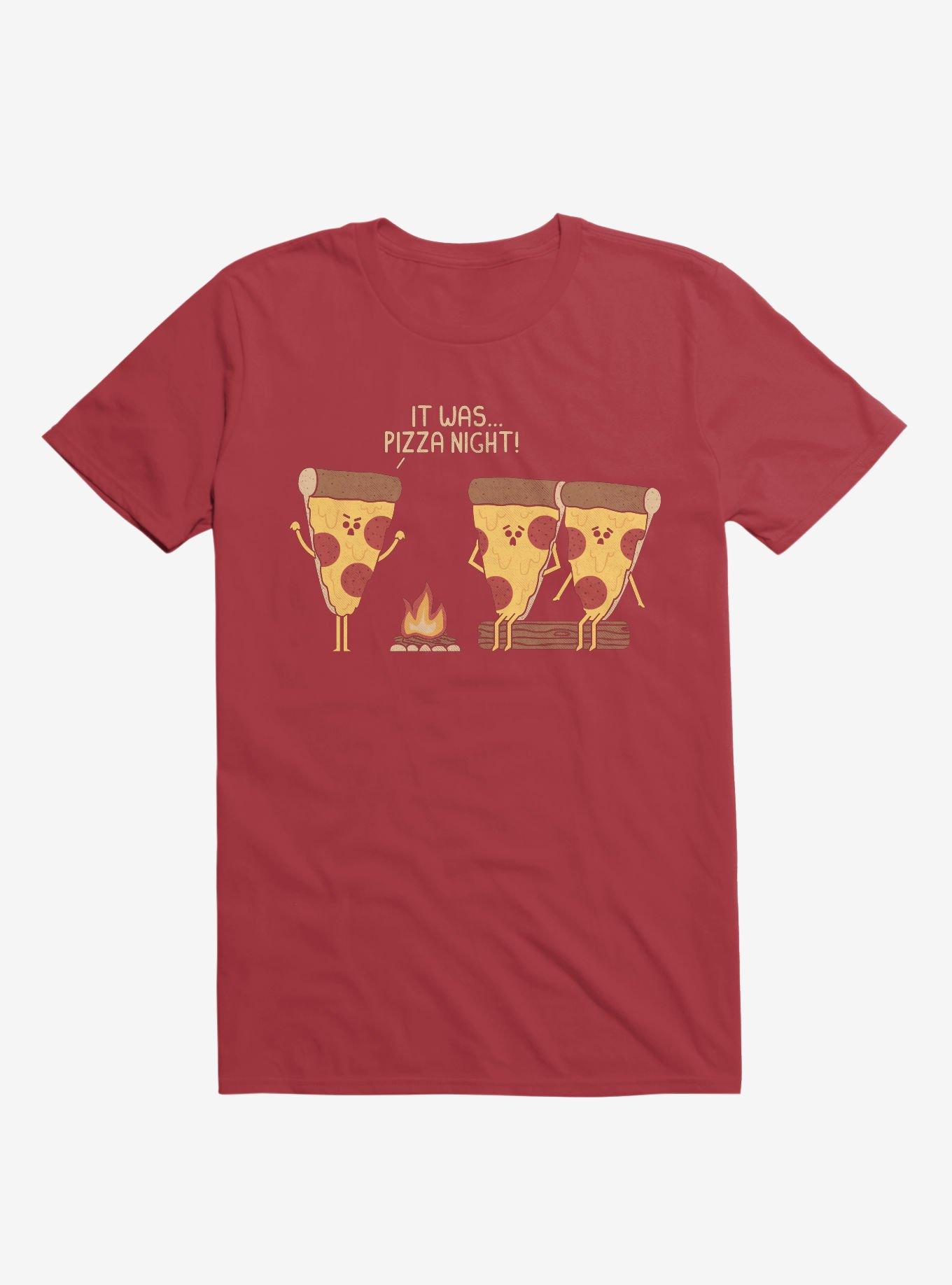 It Was... Pizza Night! Scary Story Red T-Shirt, RED, hi-res