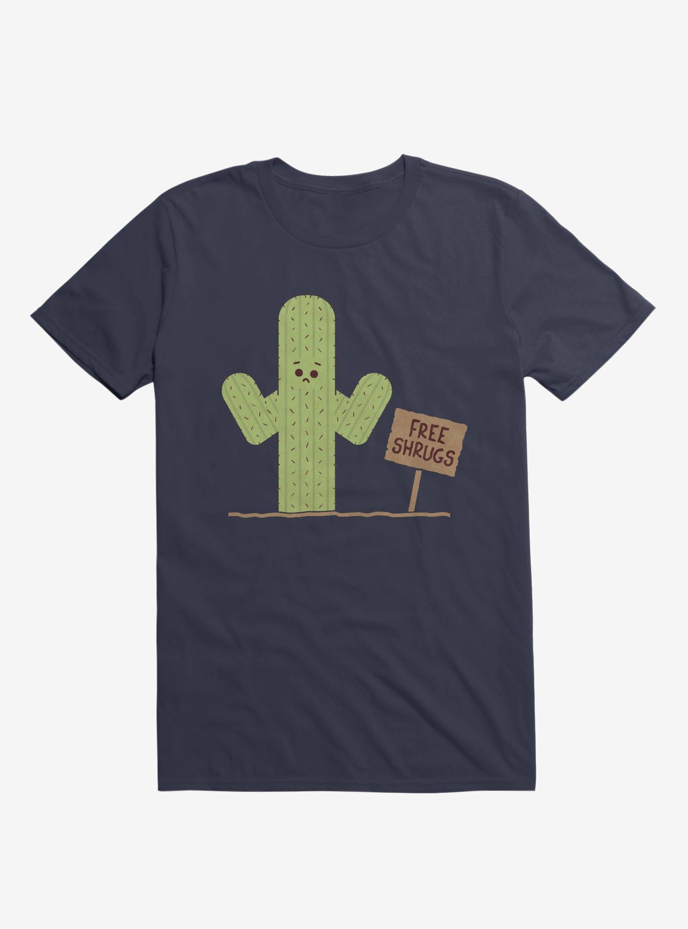 Cactus Free Shrugs Navy Blue T-Shirt, , hi-res
