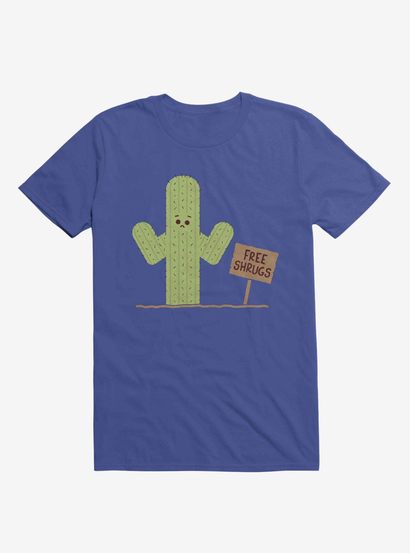 Cactus Free Shrugs Royal Blue T-Shirt, ROYAL, hi-res
