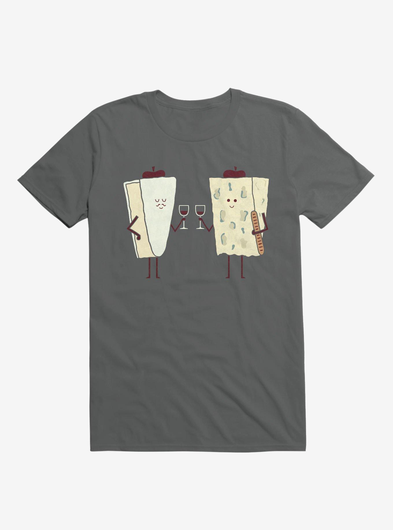 Frencheeses Cheeses Drinking Wine Charcoal Grey T-Shirt, CHARCOAL, hi-res