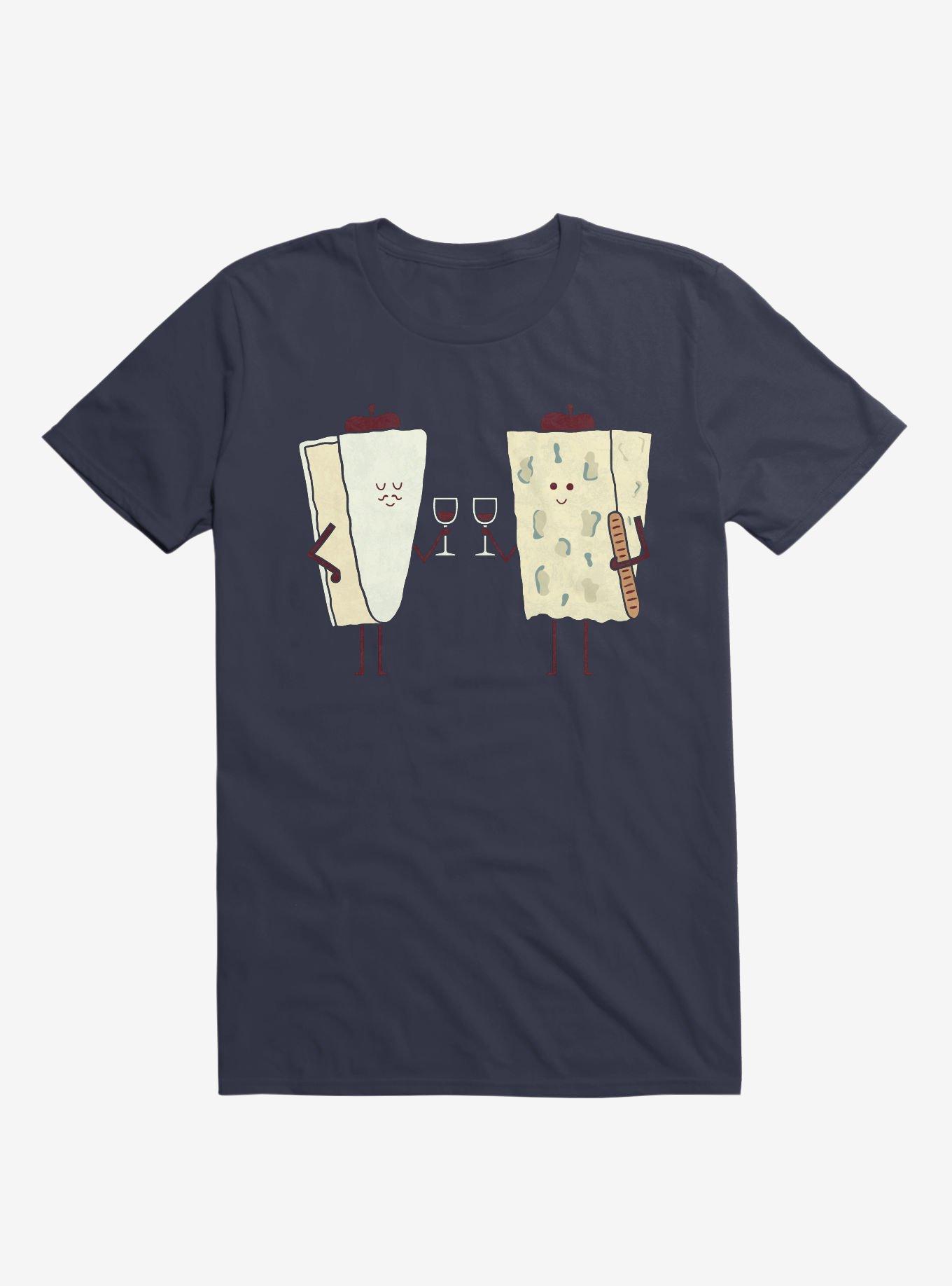 Frencheeses Cheeses Drinking Wine Navy Blue T-Shirt, , hi-res