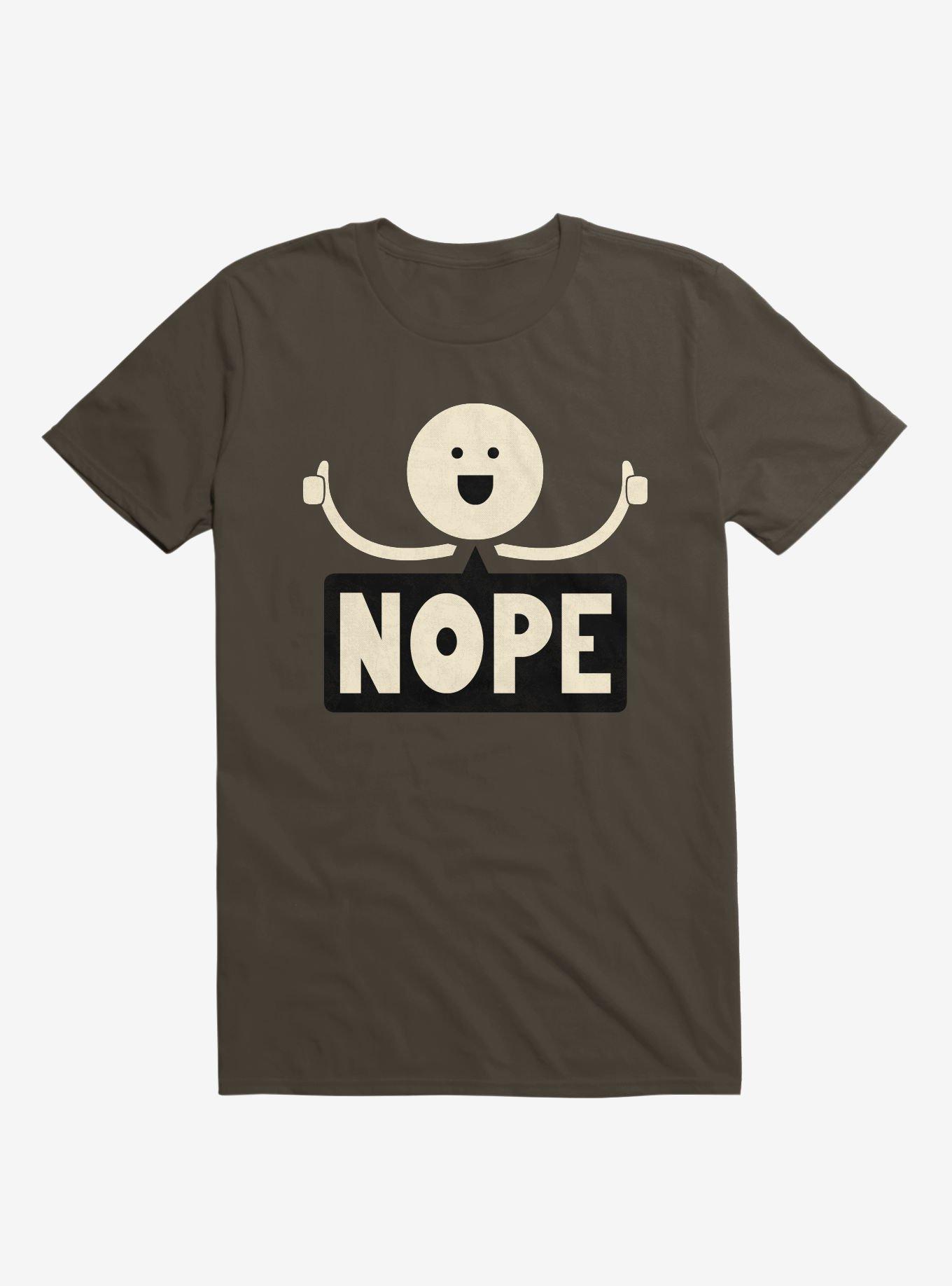 Thumbs Up Face Nope Sign Brown T-Shirt, BROWN, hi-res