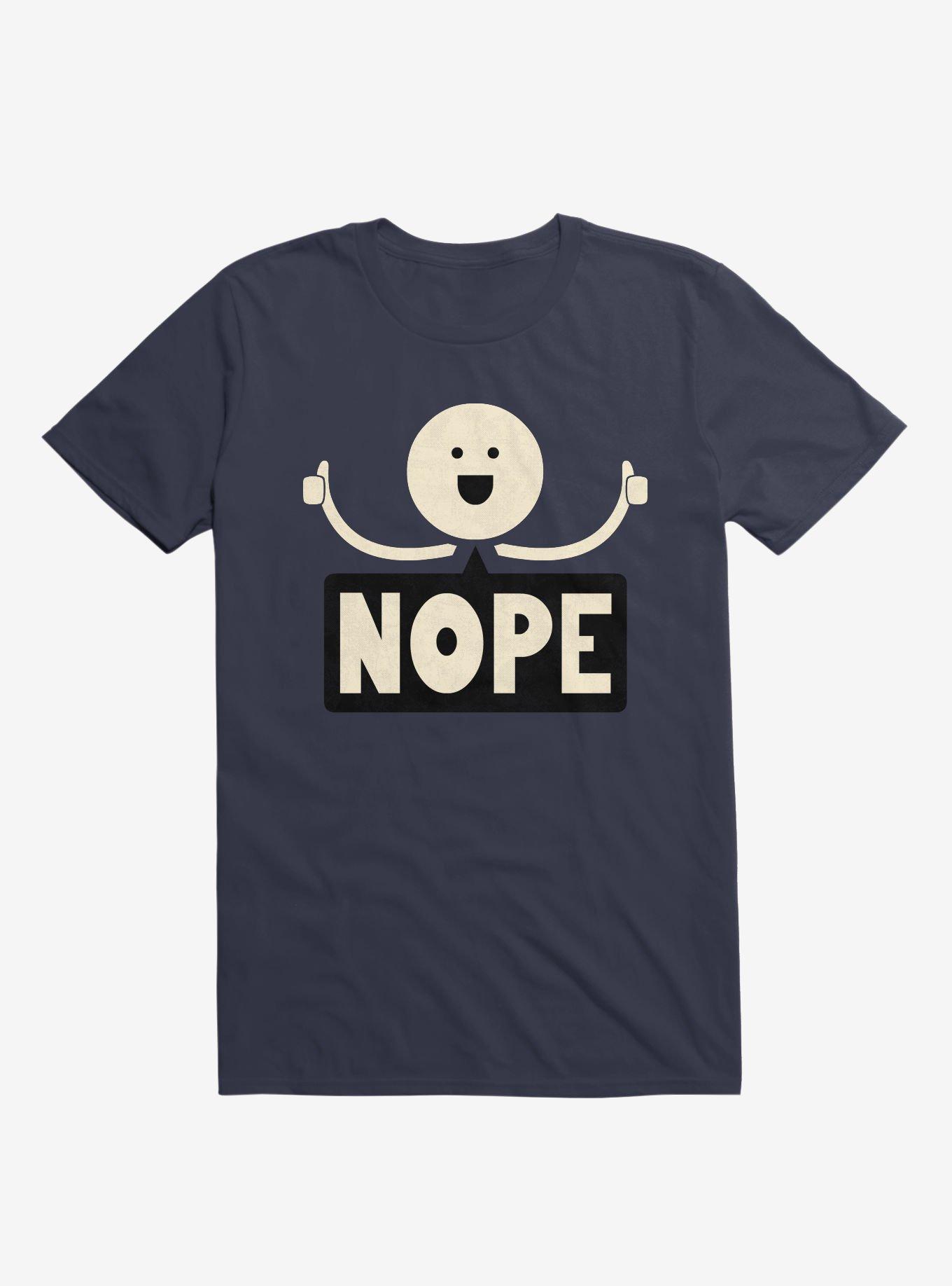 Thumbs Up Face Nope Sign Navy Blue T-Shirt, NAVY, hi-res