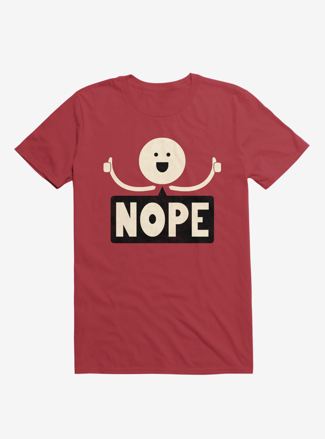 Thumbs Up Face Nope Sign Red T-Shirt, RED, hi-res