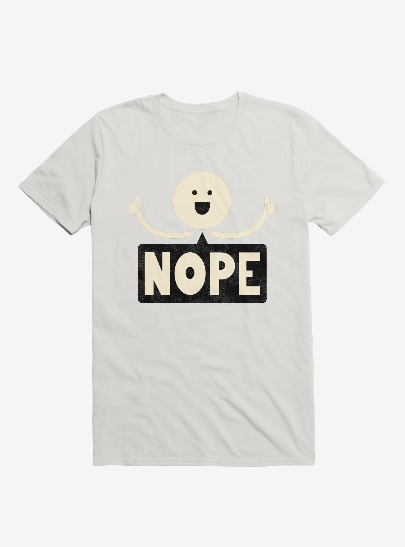 Thumbs Up Face Nope Sign White T-Shirt, WHITE, hi-res