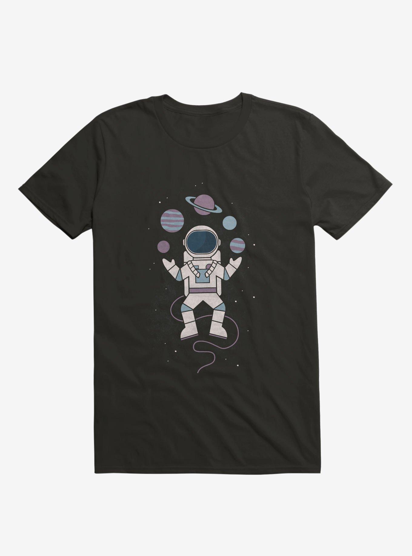 Astronaut Space Juggler Black T-Shirt, , hi-res